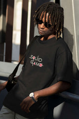 Unisex Relaxed Fit T-Shirt with "Squid Game Guard Pattern" Print