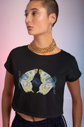 Crop Top with "Split Butterfly Wings" Print
