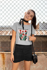 Crop Top with "Tulip Flourish" Print