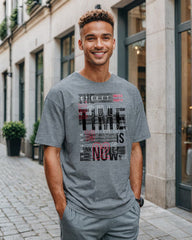 Unisex Relaxed Fit T-Shirt with Time is Now Print