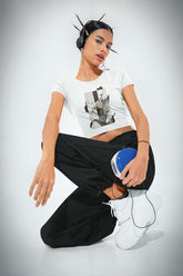 Crop Top with "Industrial Bloom" Print