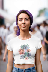 Crop Top with "Abstract Botanical Beauty" Print