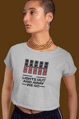 Crop Top with "Lights Out and Away We Go" Print