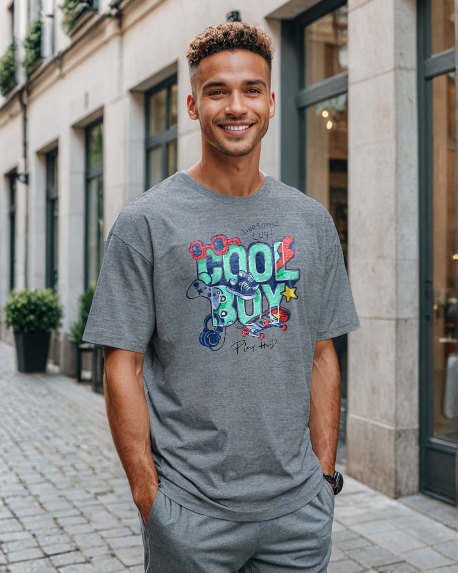 Unisex Relaxed Fit T-Shirt with "Cool Boy" Print