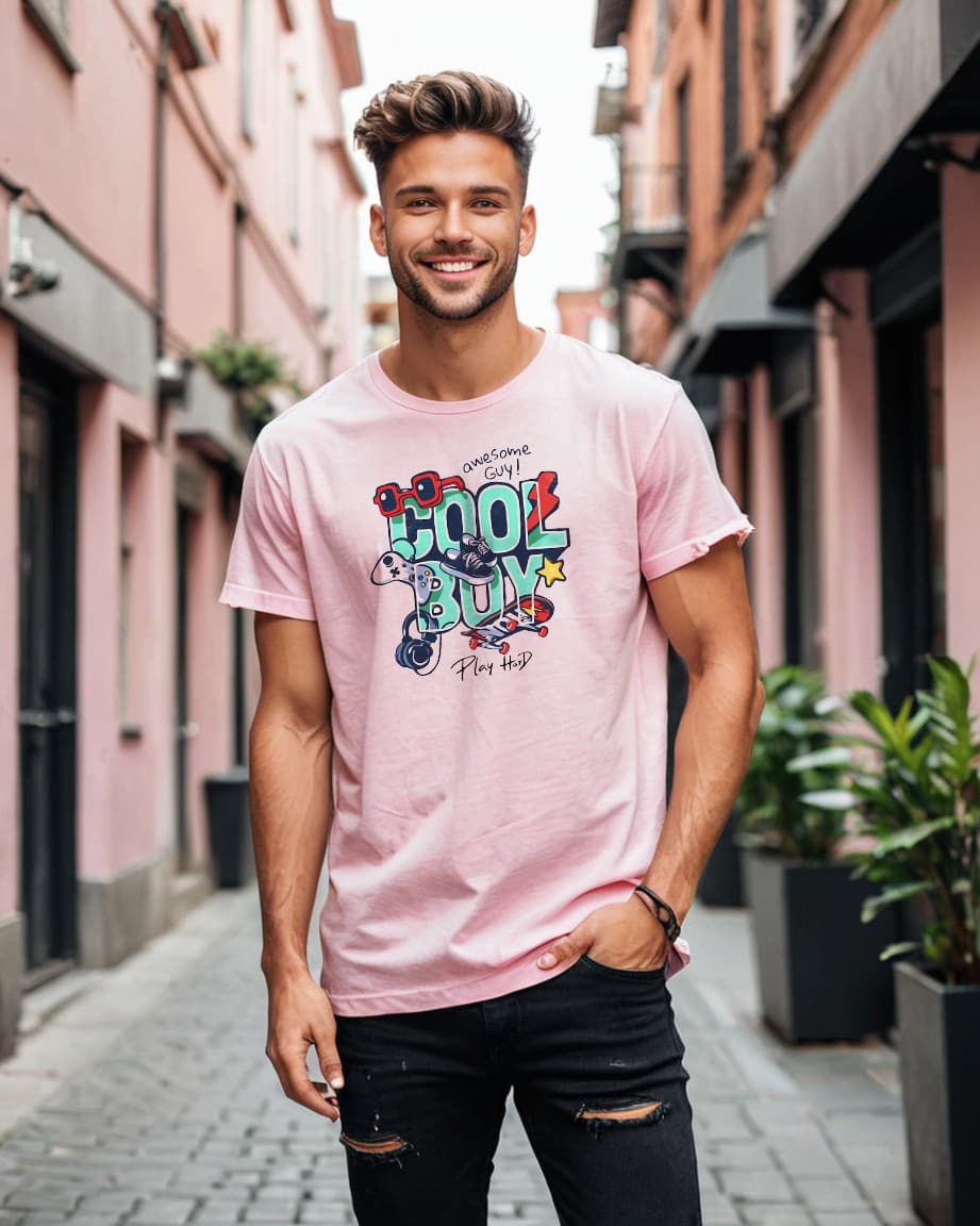 Unisex Relaxed Fit T-Shirt with "Cool Boy" Print