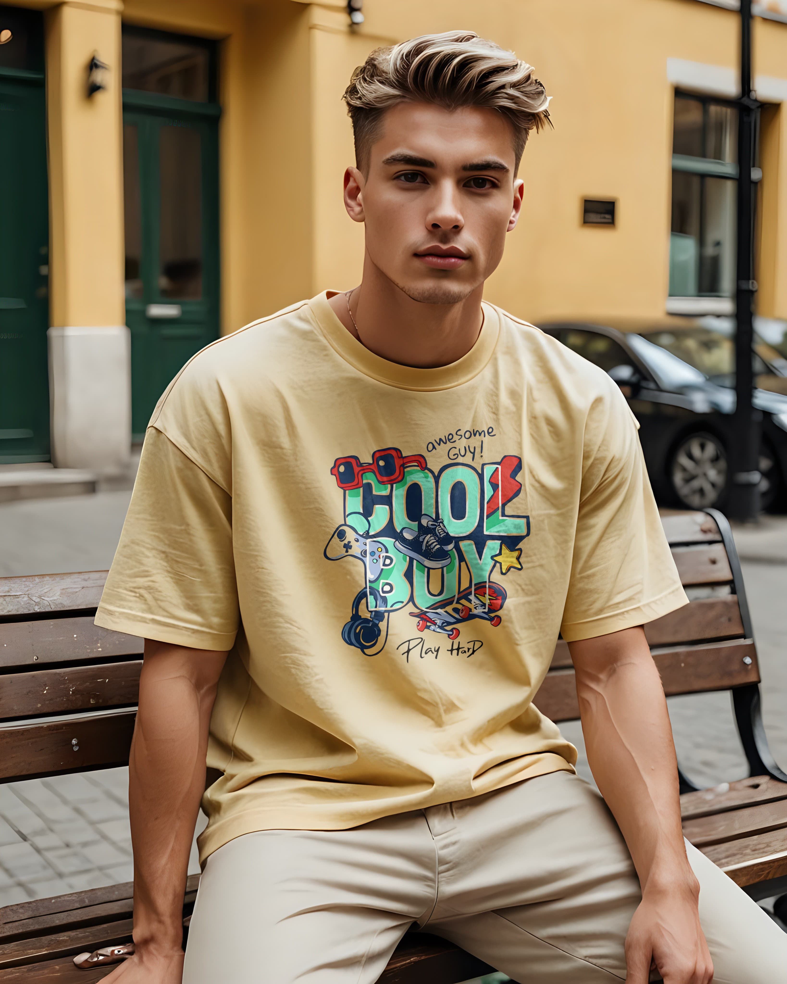 Unisex Relaxed Fit T-Shirt with "Cool Boy" Print