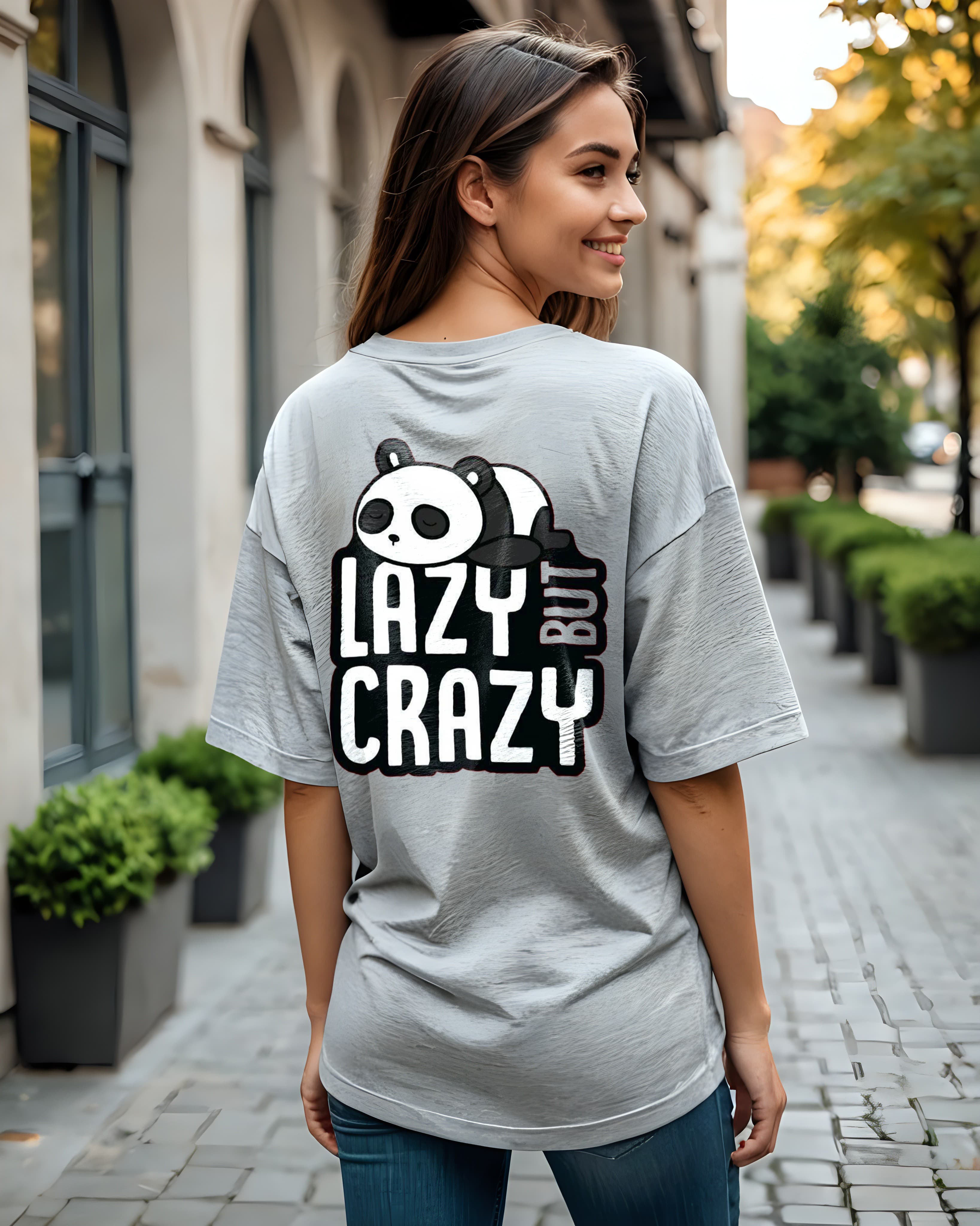 Unisex Relaxed Fit T-Shirt with "Lazy Cray-Panda" Print