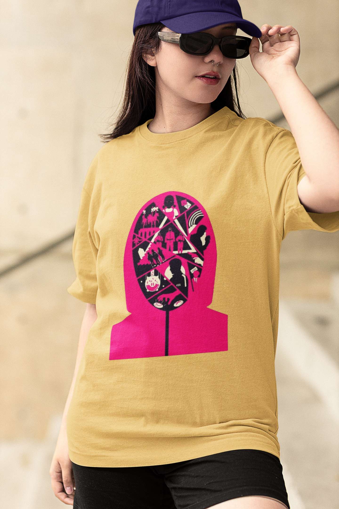 Unisex Relaxed Fit T-Shirt with "Squid Game Mask Art" Print