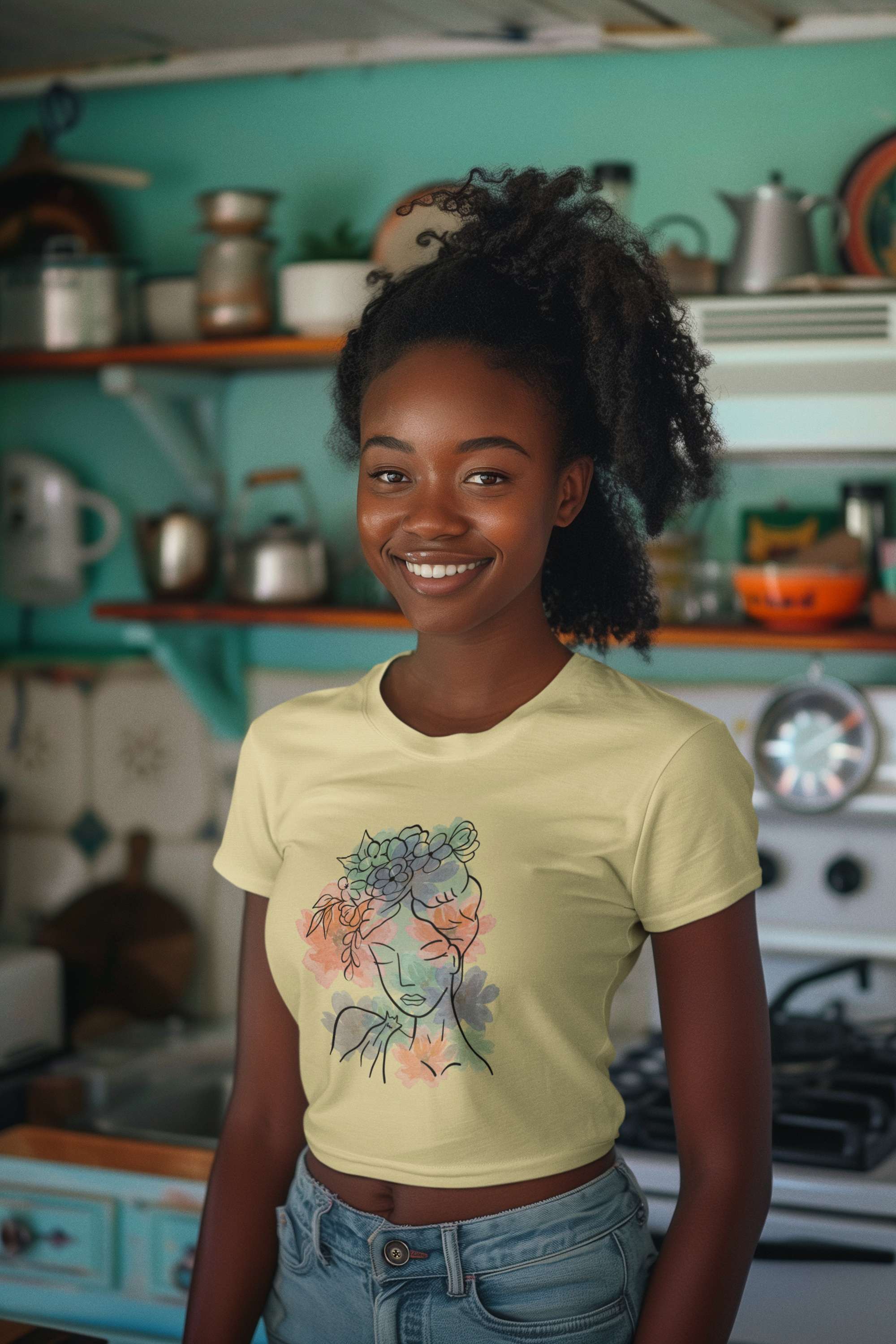 Crop Top with "Abstract Botanical Beauty" Print