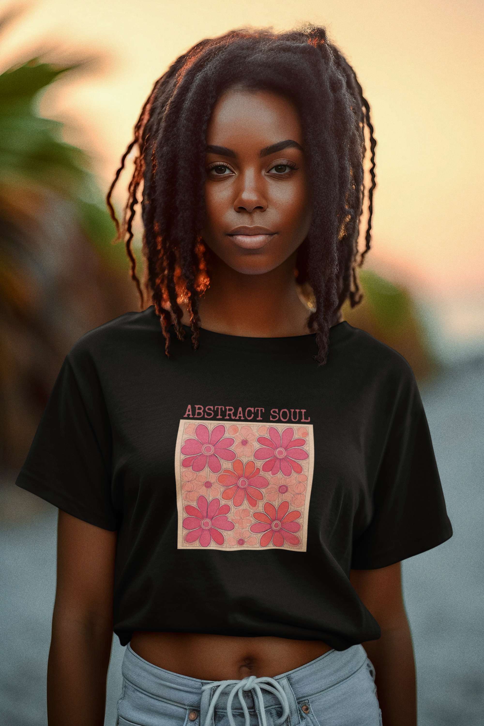 Crop Top with "Floral Soul Abstract" Print
