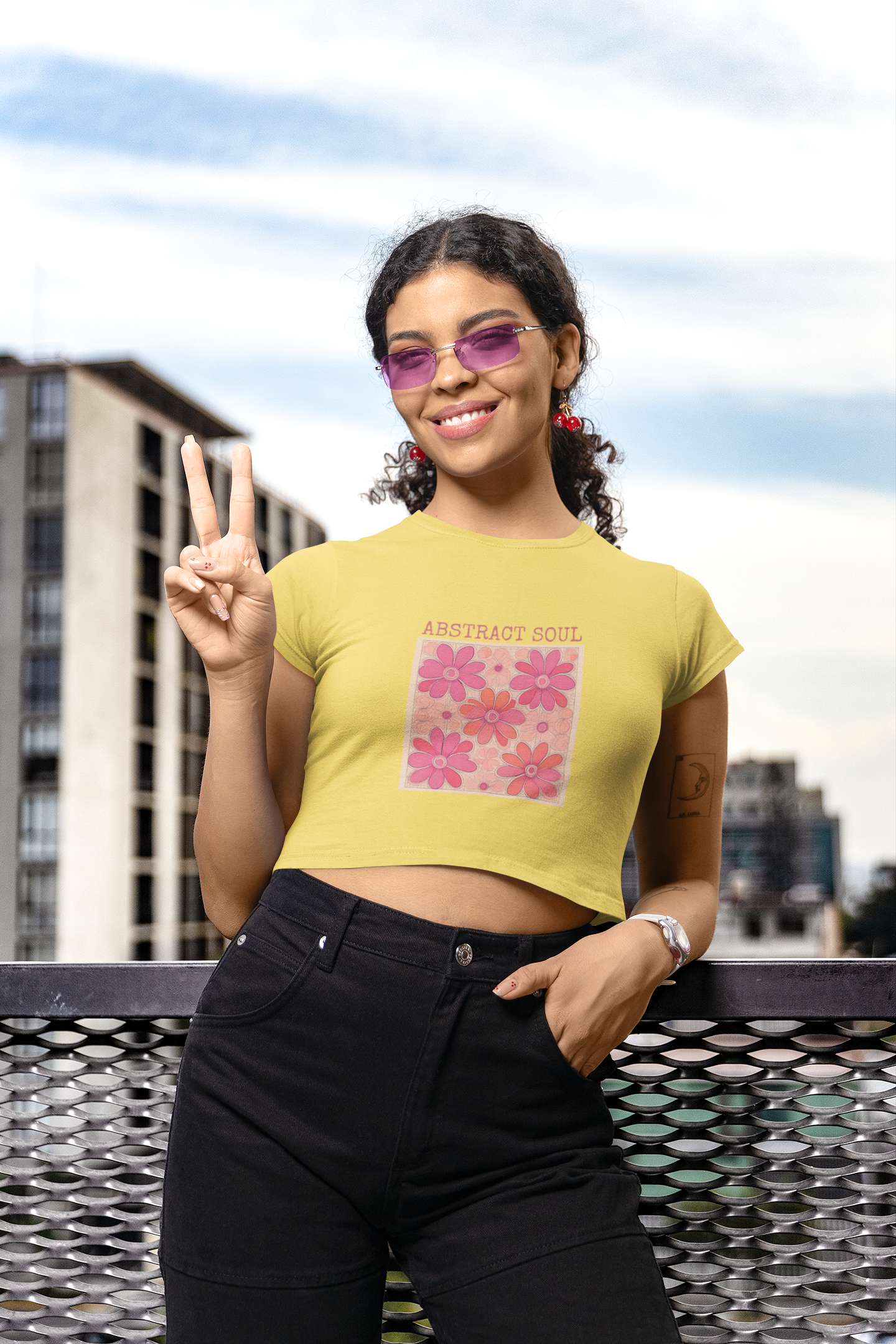 Crop Top with "Floral Soul Abstract" Print