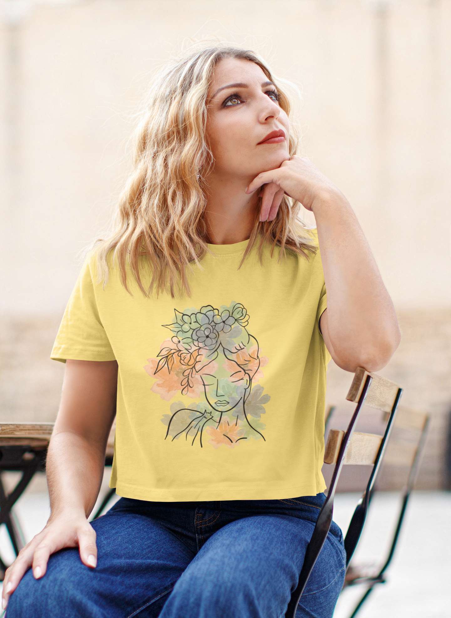 Crop Top with "Abstract Botanical Beauty" Print