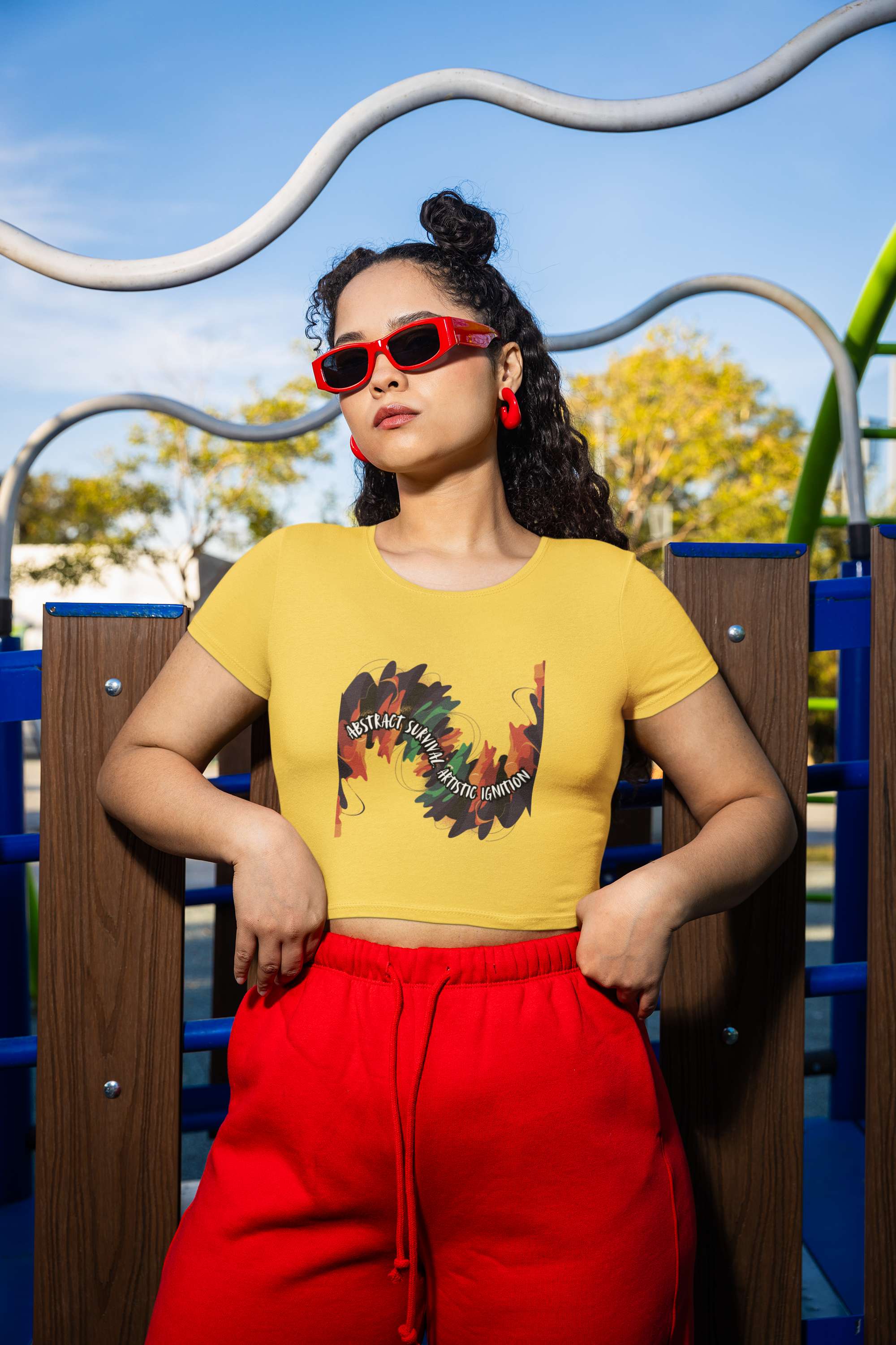Crop Top with "Abstract Spark" Print