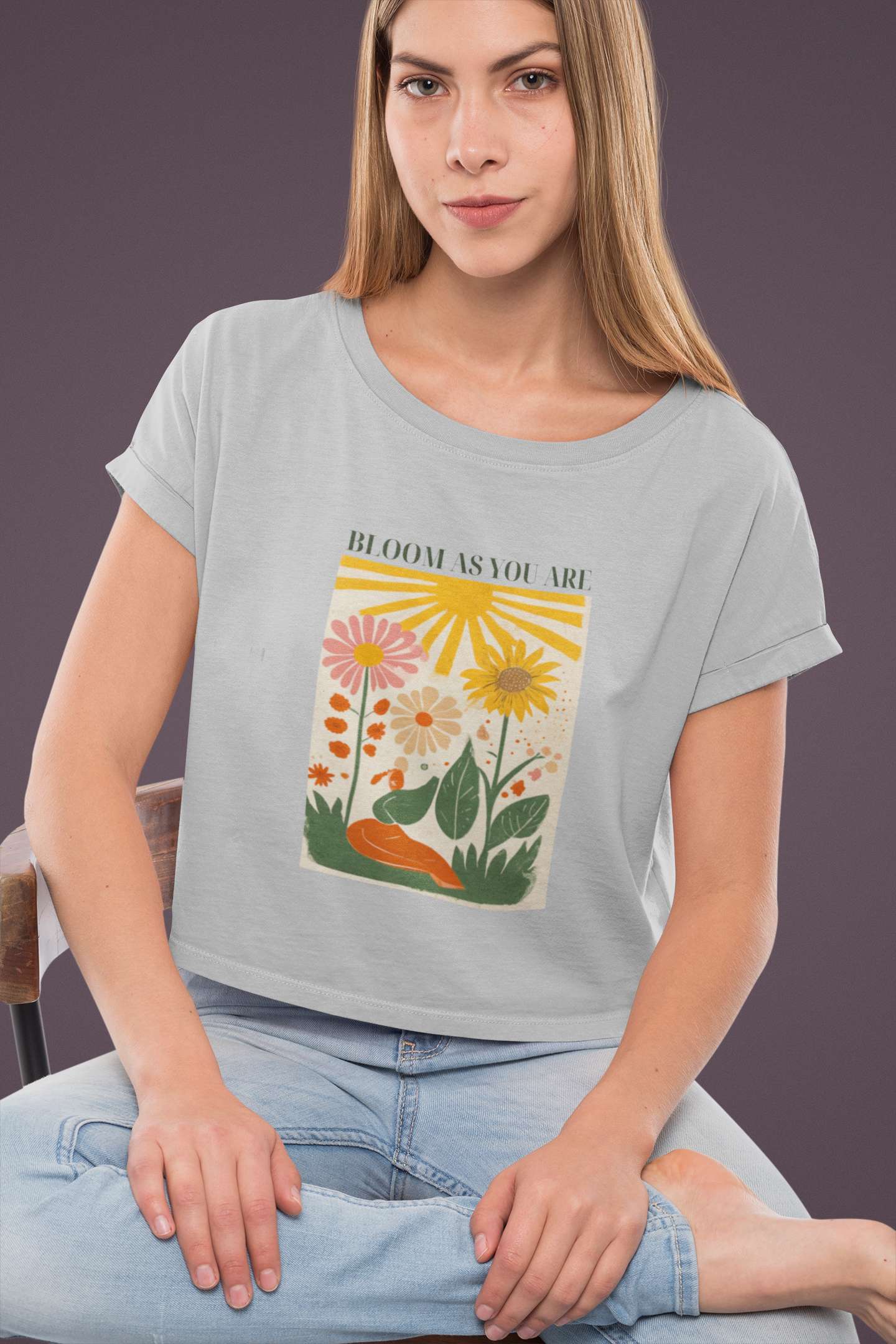 Crop Top with "Be Your Own Flower" Print