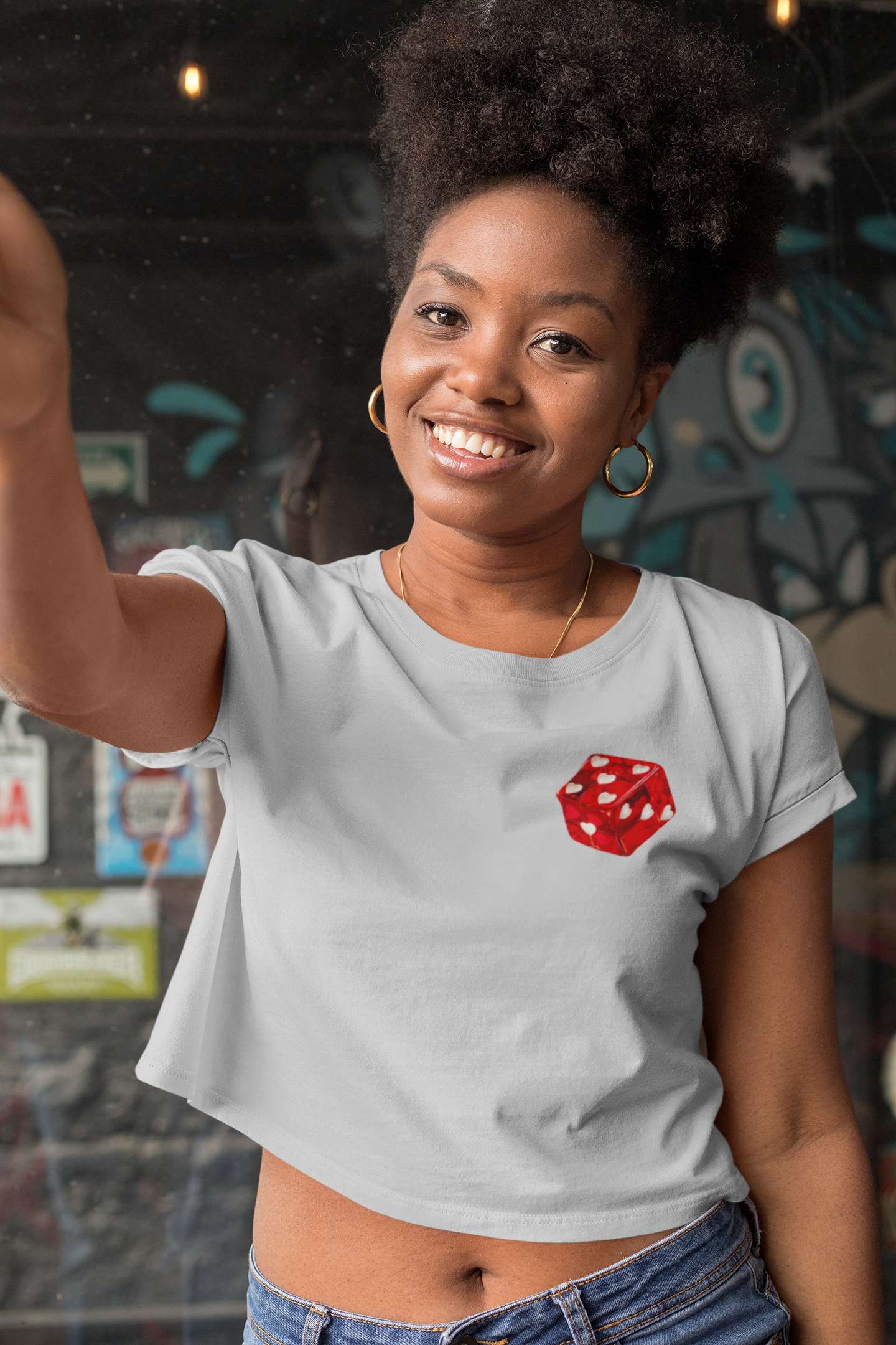 Crop Top with "Dice of Hearts" Print