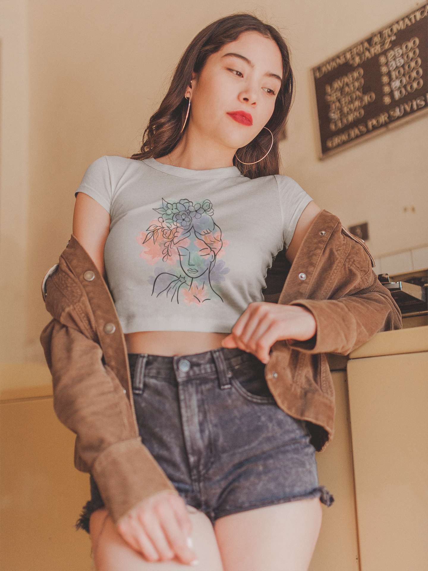 Crop Top with "Abstract Botanical Beauty" Print
