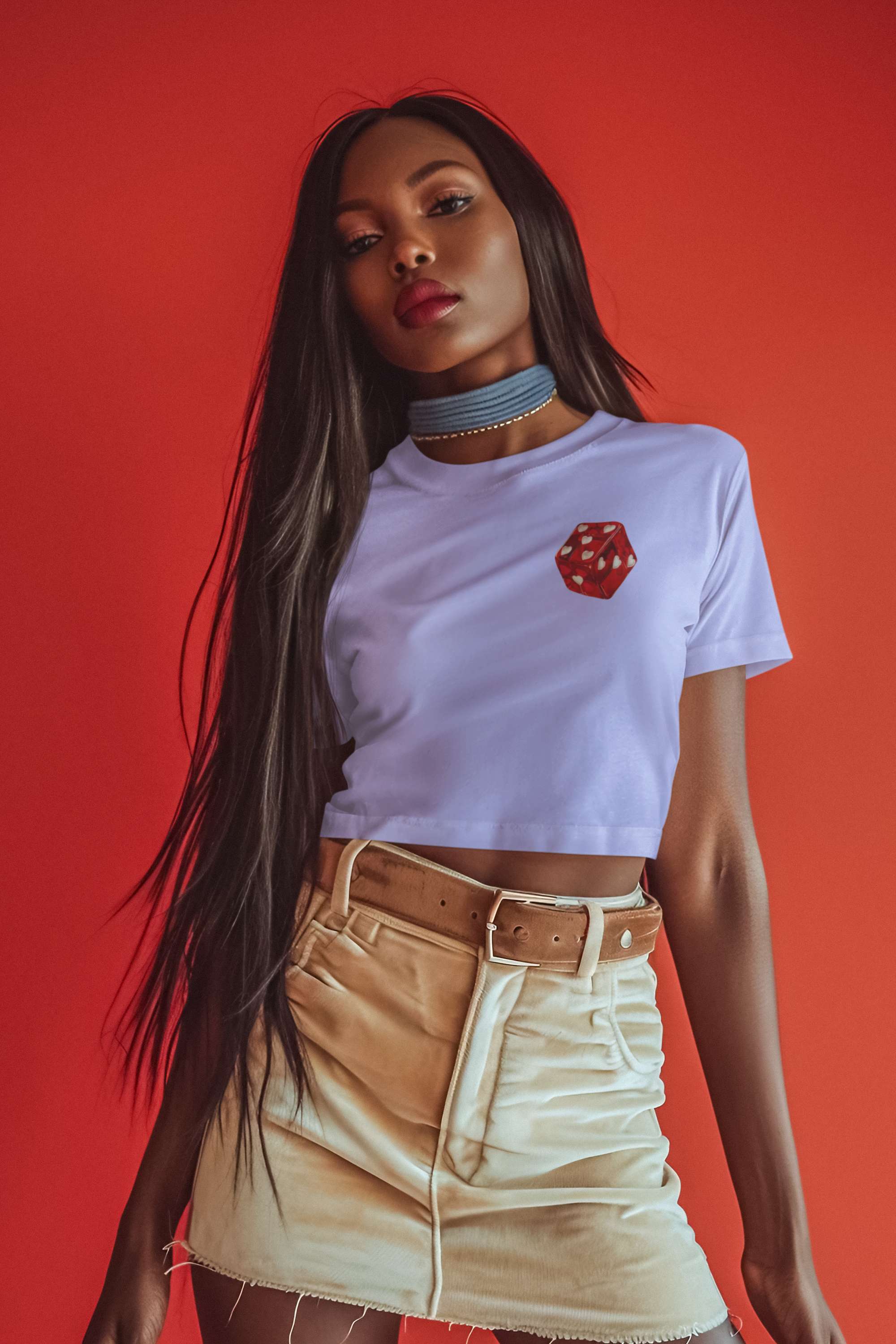 Crop Top with "Dice of Hearts" Print