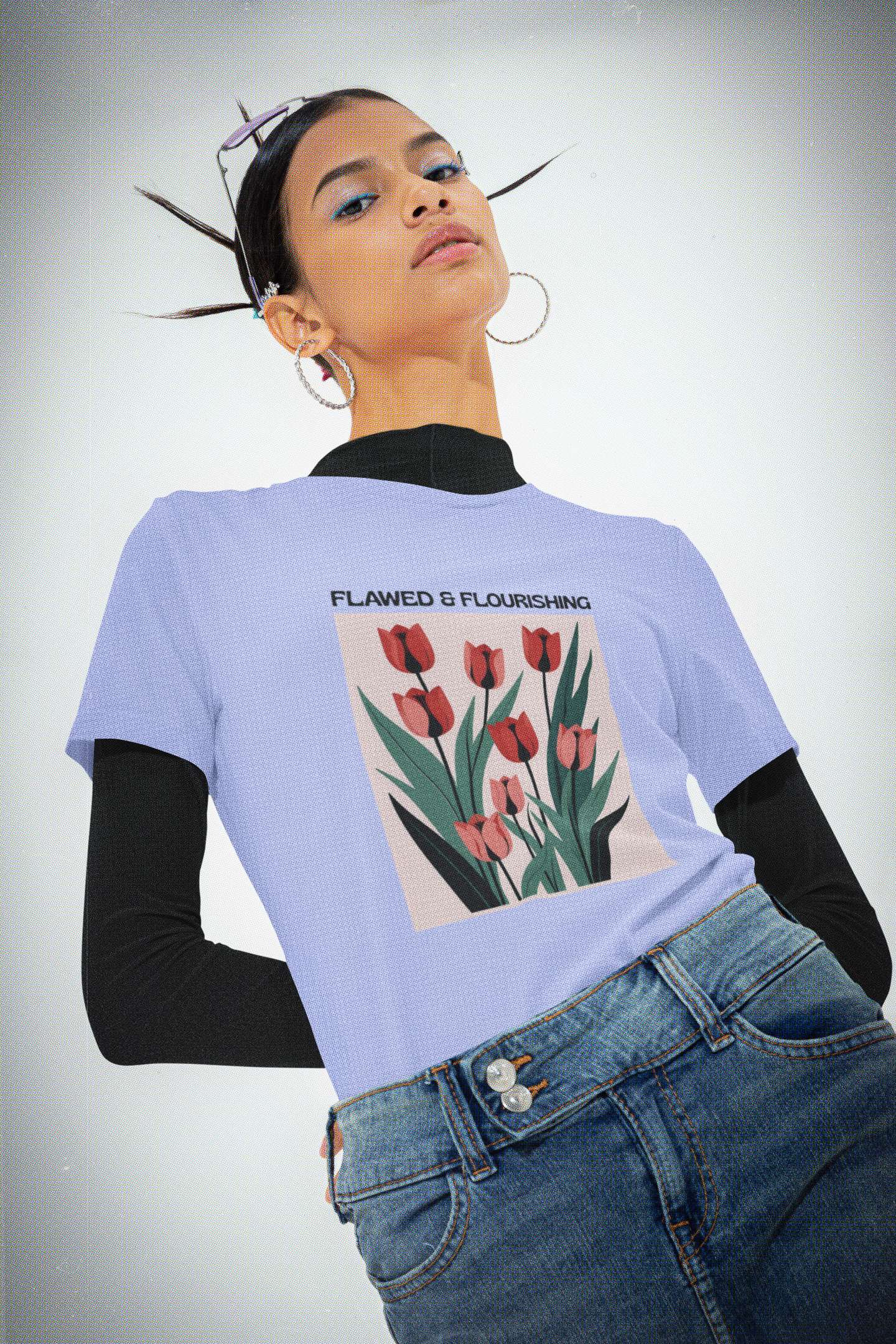 Crop Top with "Tulip Flourish" Print