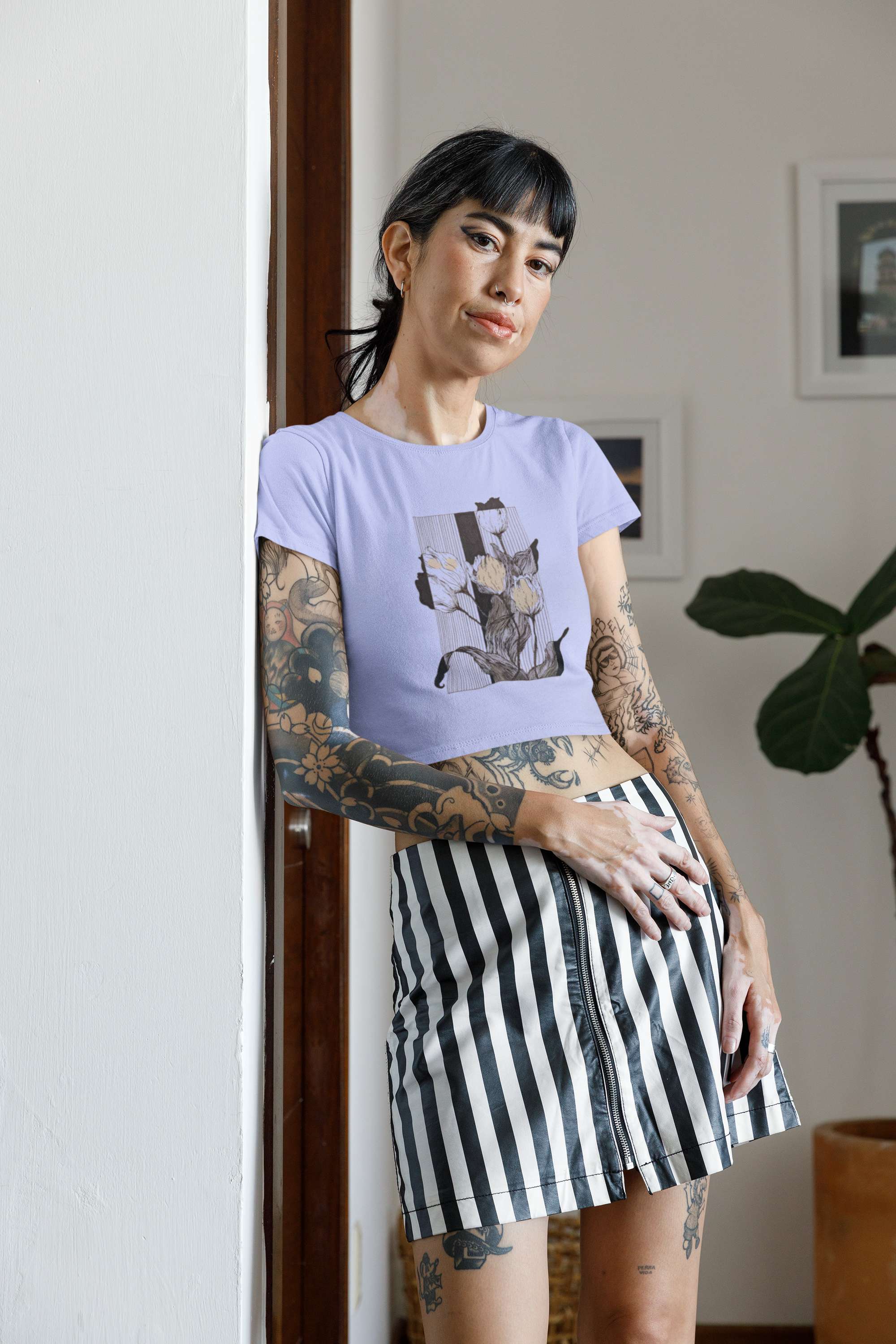 Crop Top with "Industrial Bloom" Print