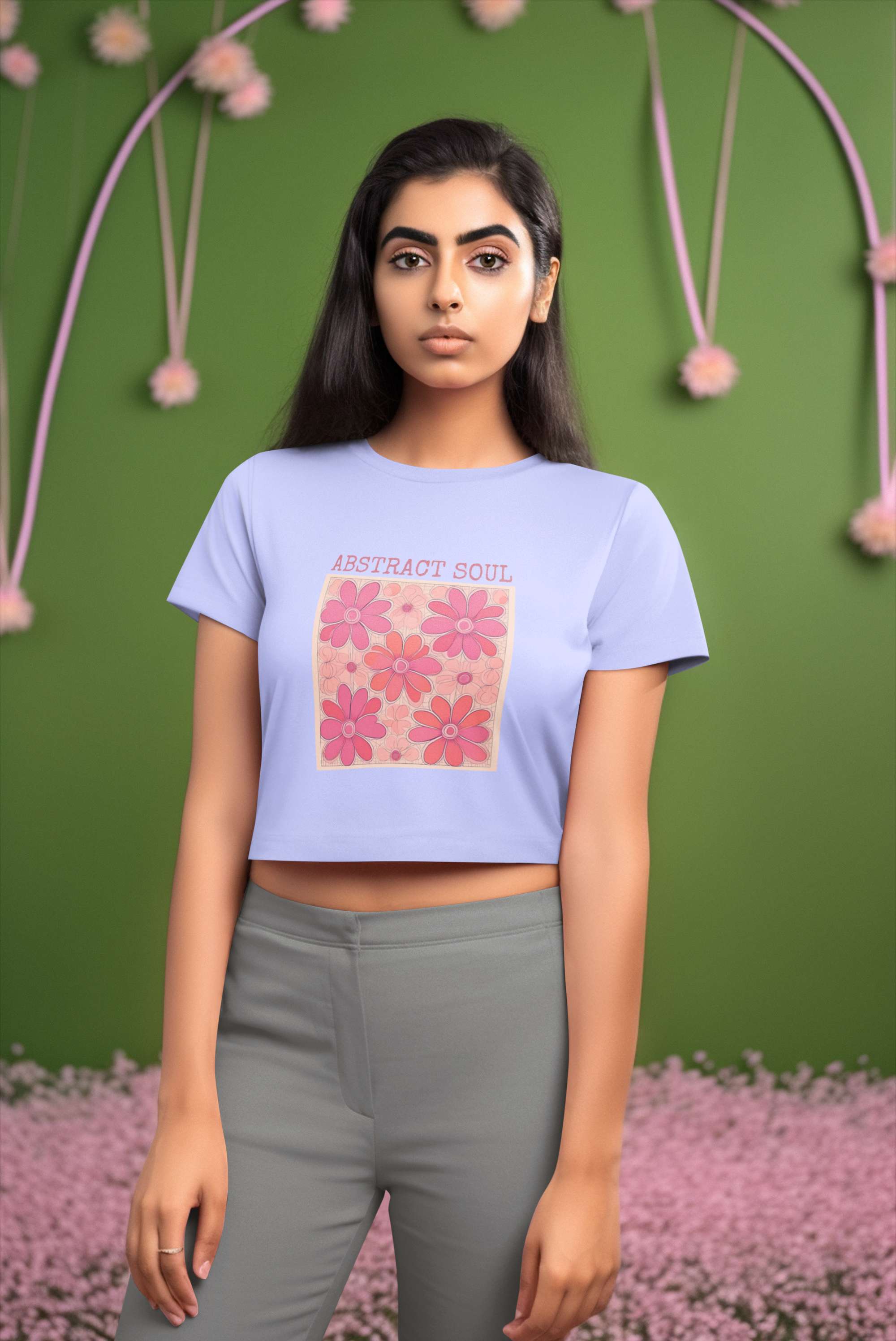 Crop Top with "Floral Soul Abstract" Print