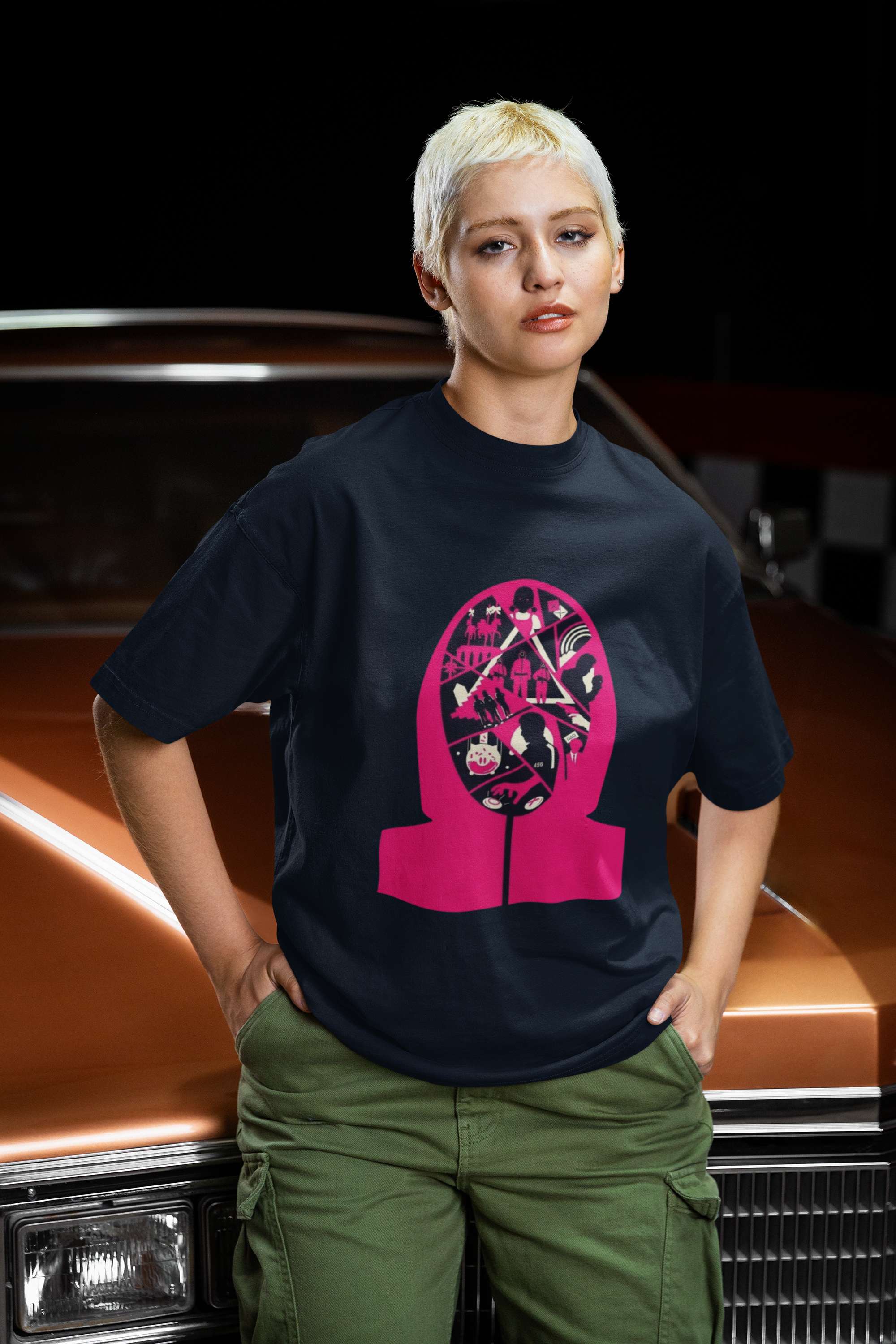 Unisex Relaxed Fit T-Shirt with "Squid Game Mask Art" Print