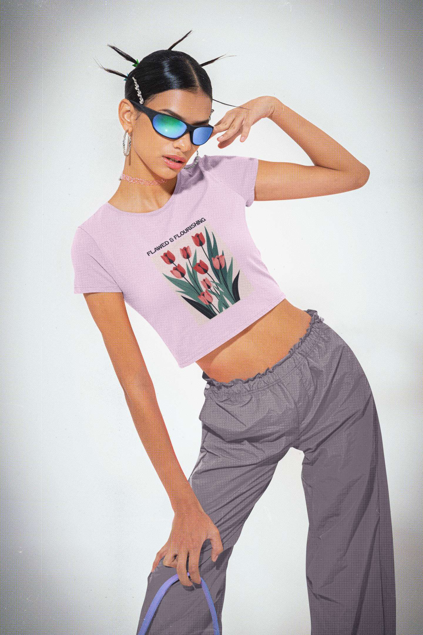 Crop Top with "Tulip Flourish" Print