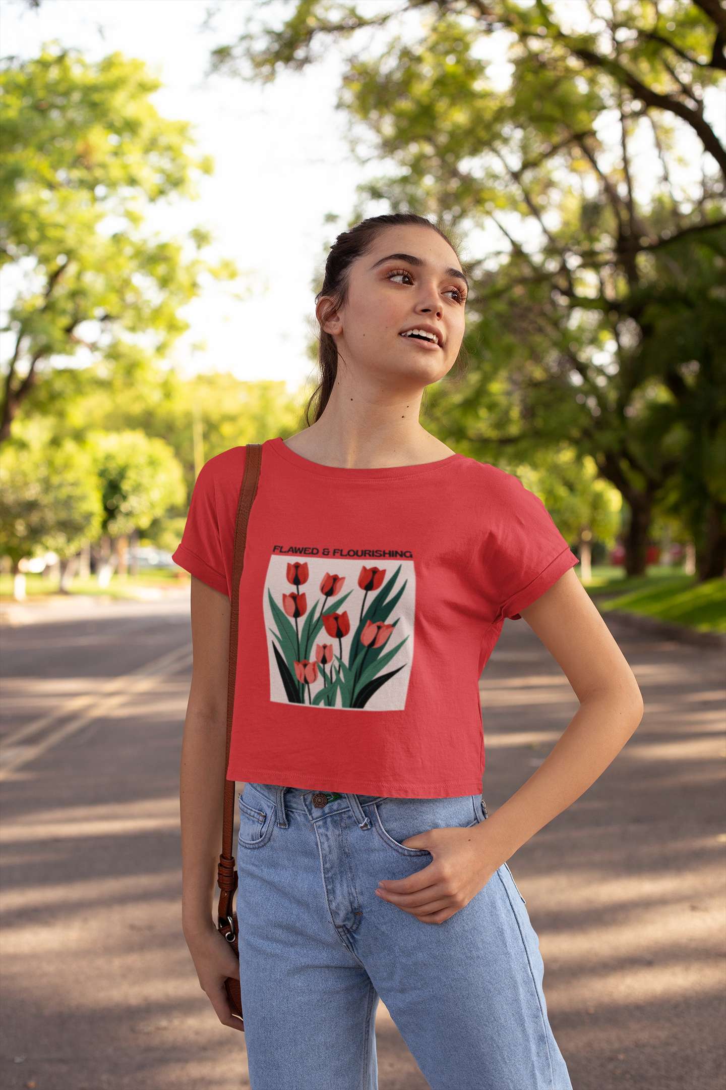 Crop Top with "Tulip Flourish" Print
