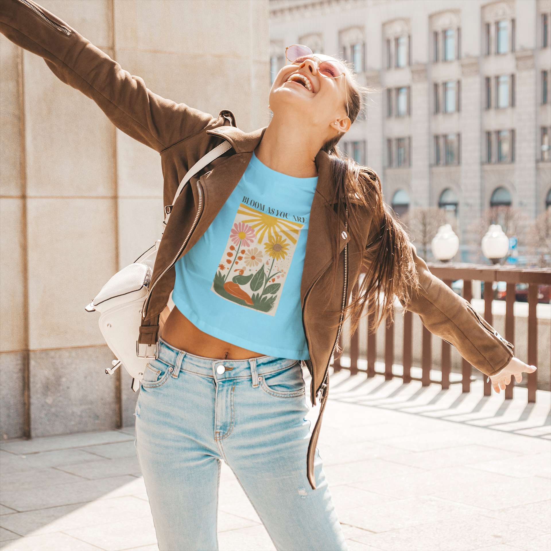 Crop Top with "Be Your Own Flower" Print