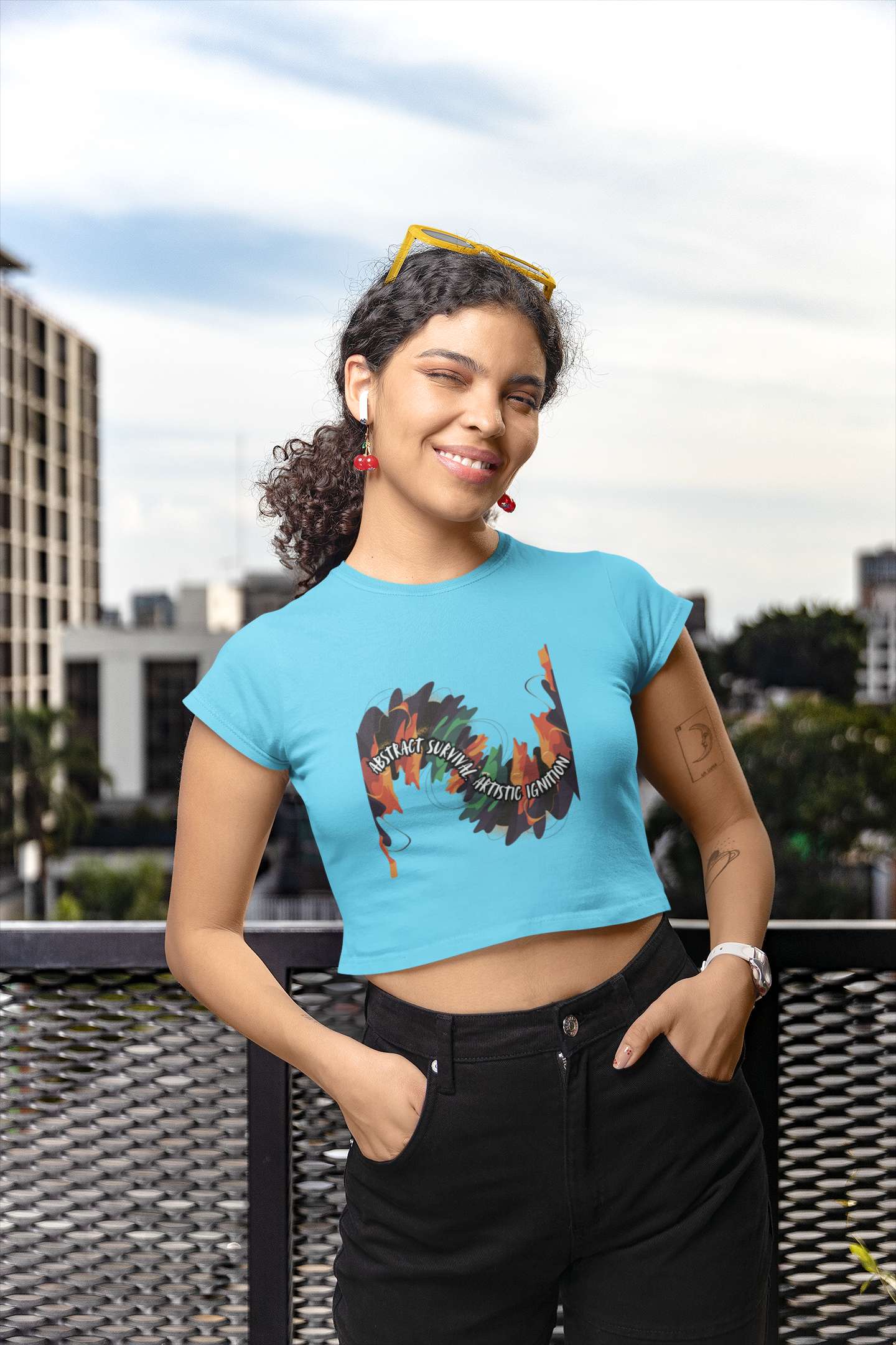Crop Top with "Abstract Spark" Print