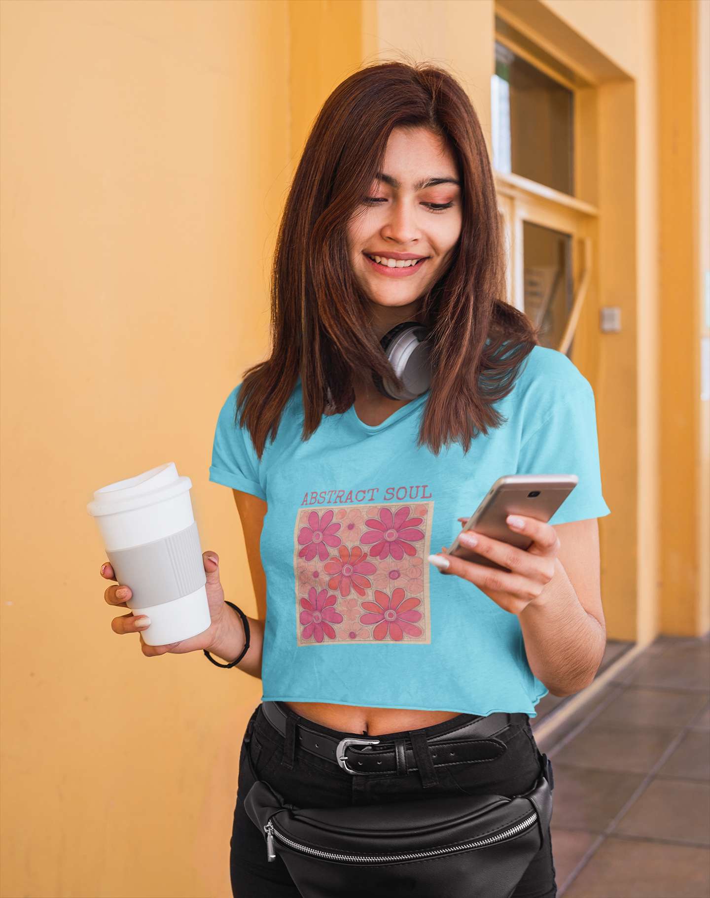 Crop Top with "Floral Soul Abstract" Print