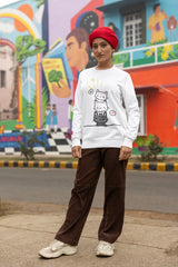 Unisex Sweatshirt with "Cute Cat Illustration" Print