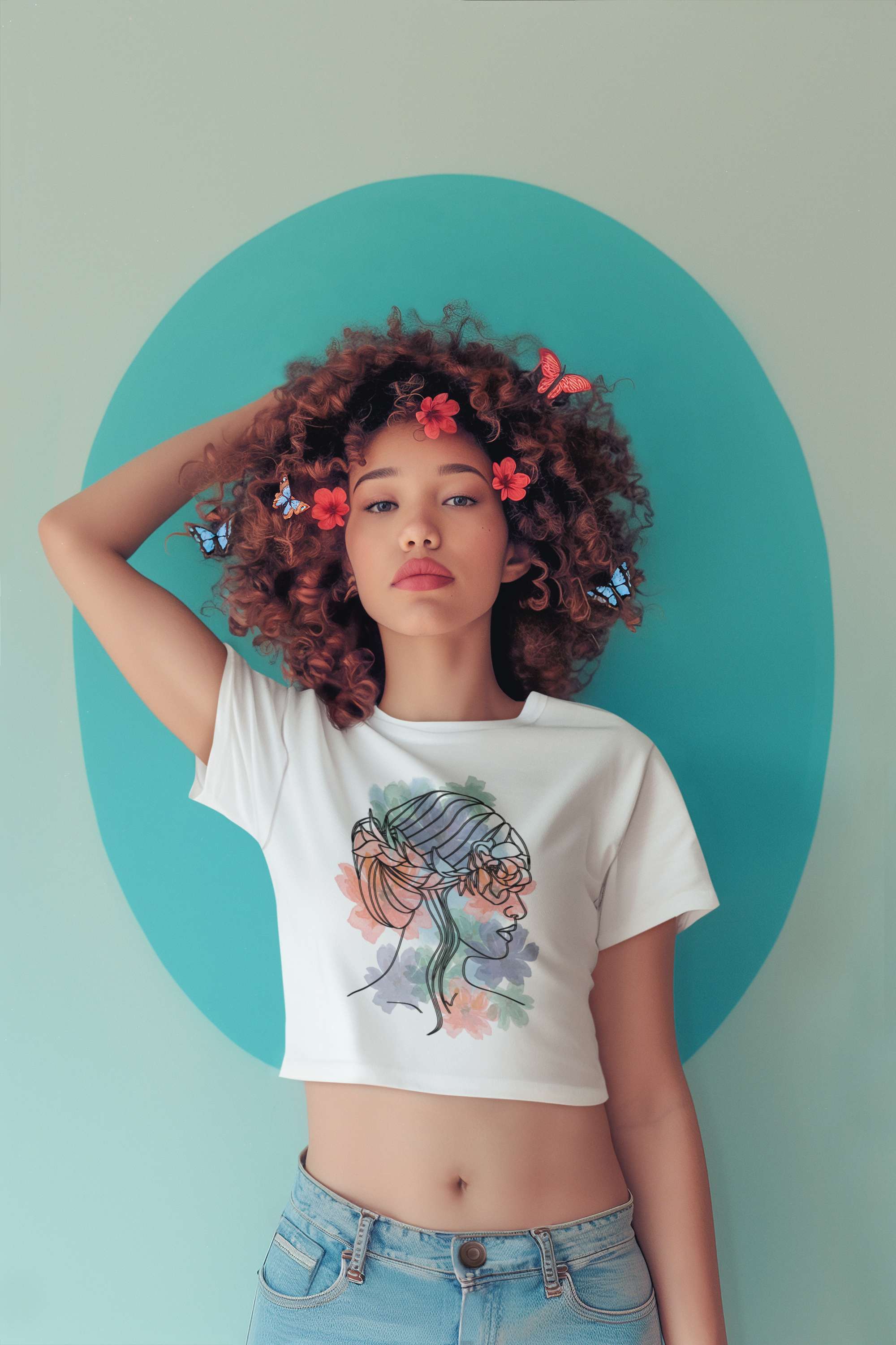 Crop Top with "Blossom Silhouette" Print