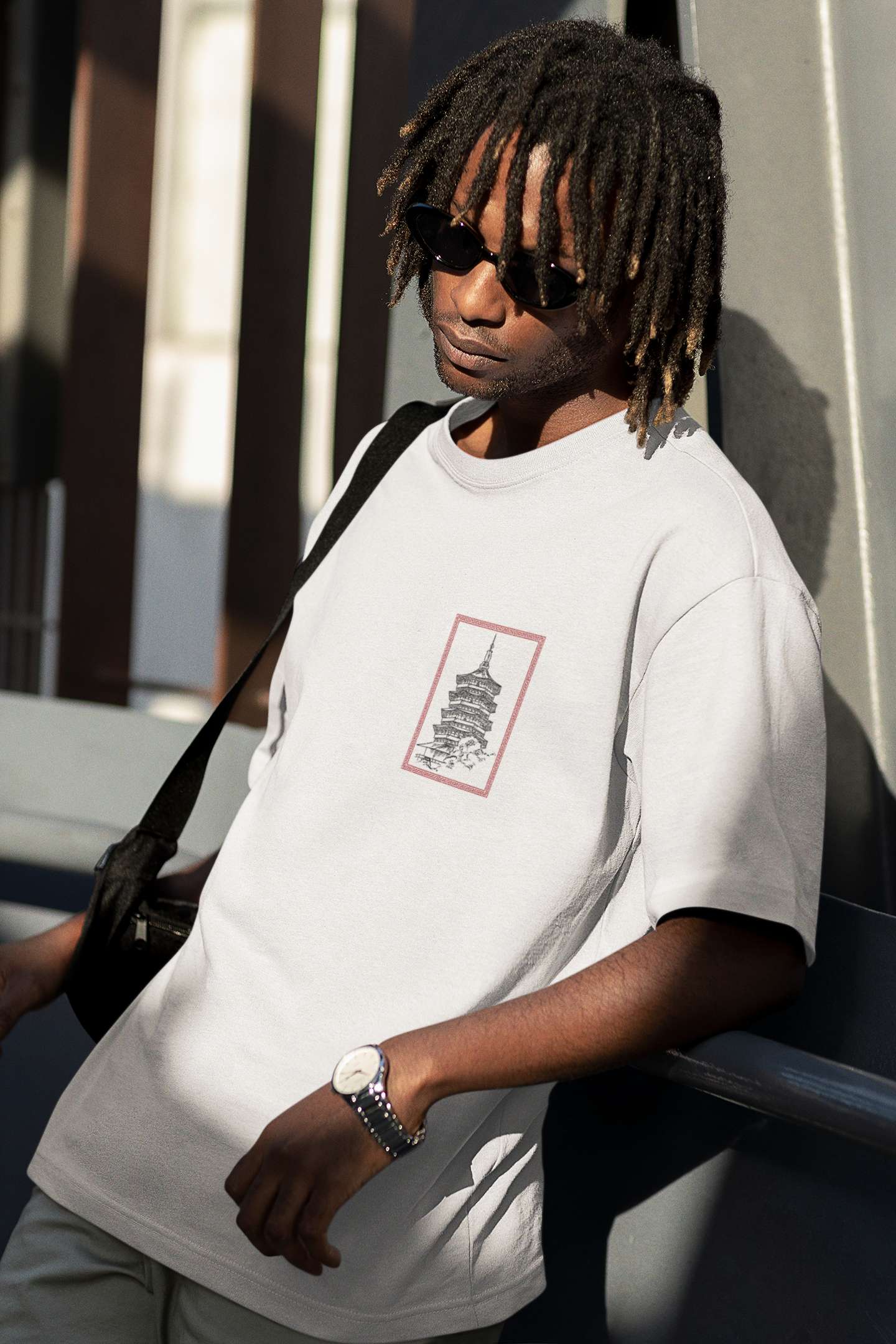 Unisex Relaxed Fit T-Shirt with "Sakura & Pagoda Adventure" Print