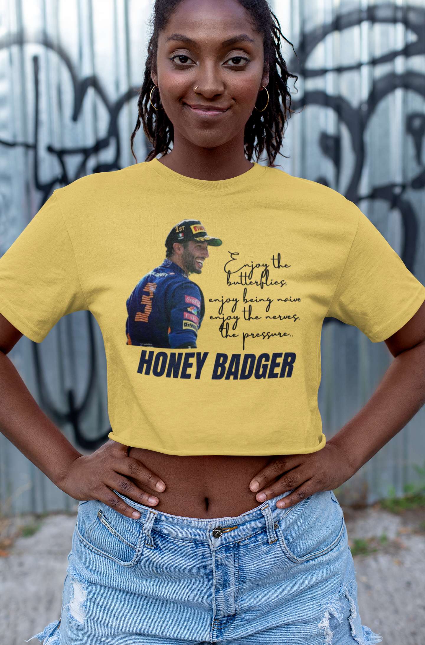 Crop Top with "Honey Badger" Print