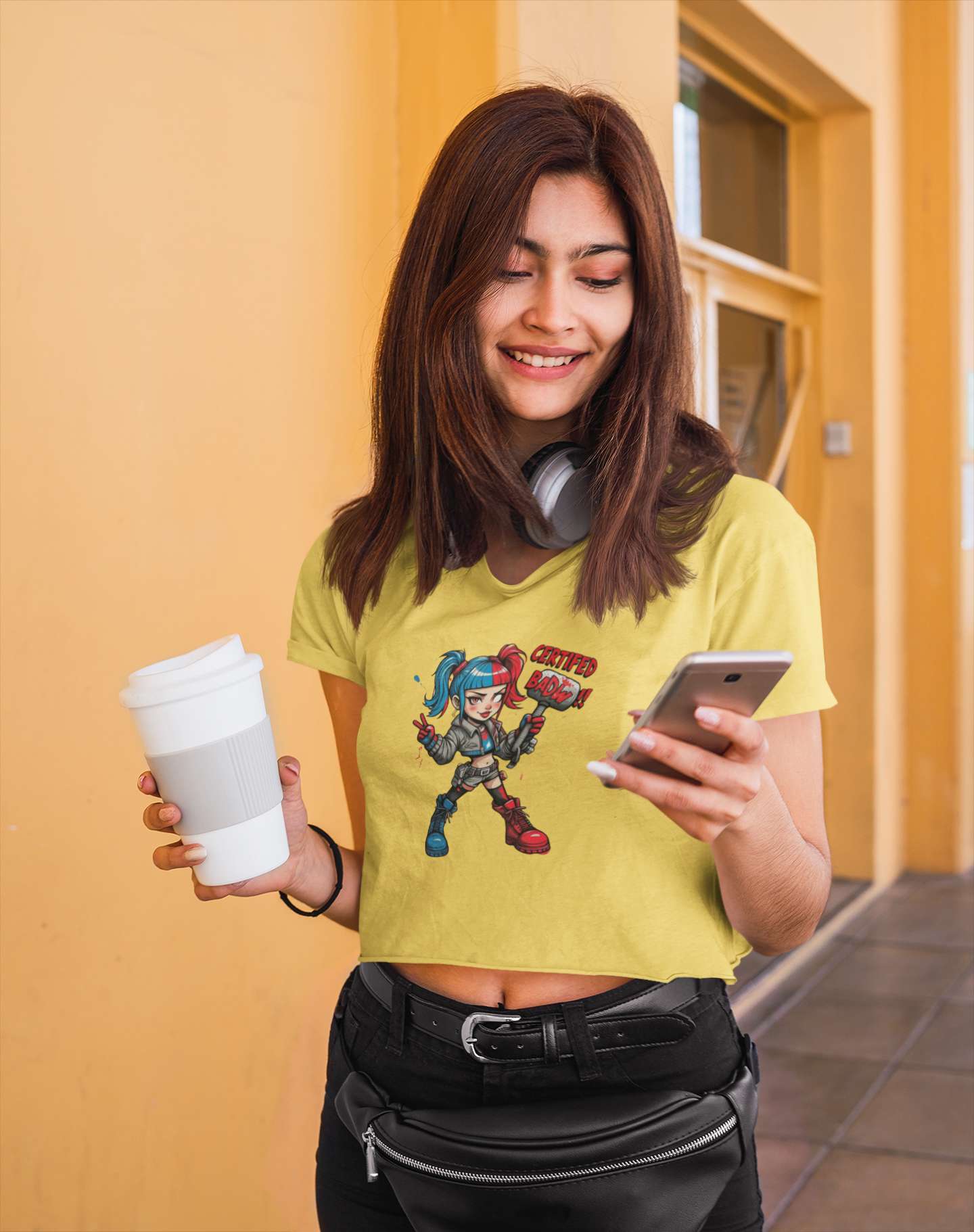 Crop Top with "Chibi Girl" Print