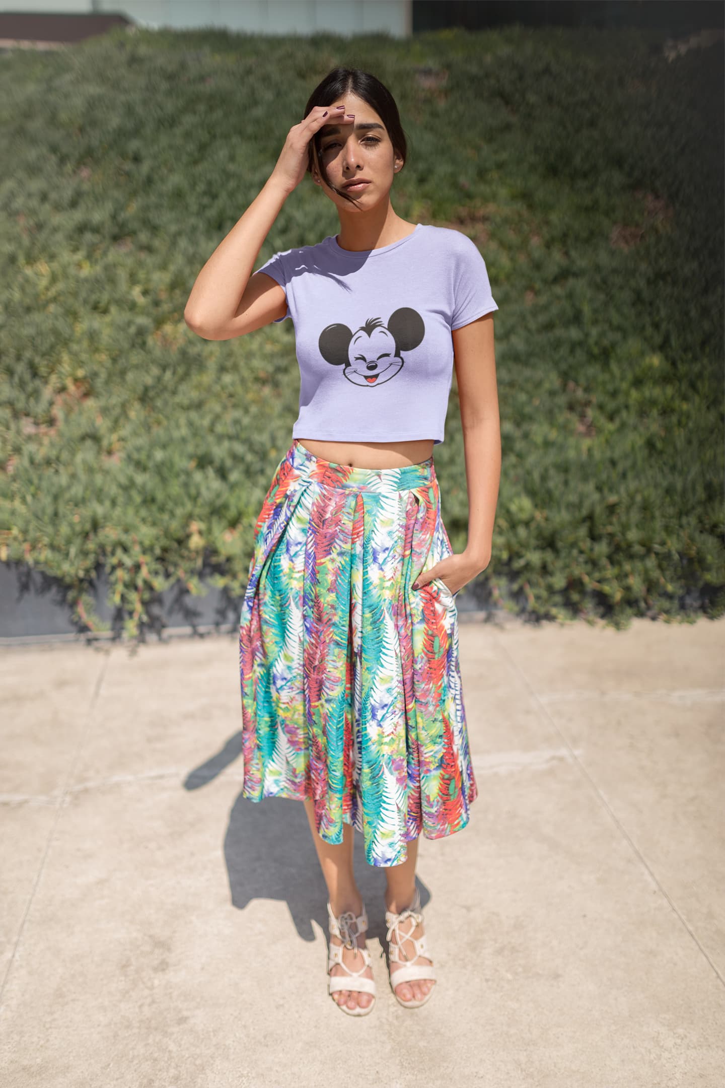 Crop Top with "Mickey_Mouse" Print