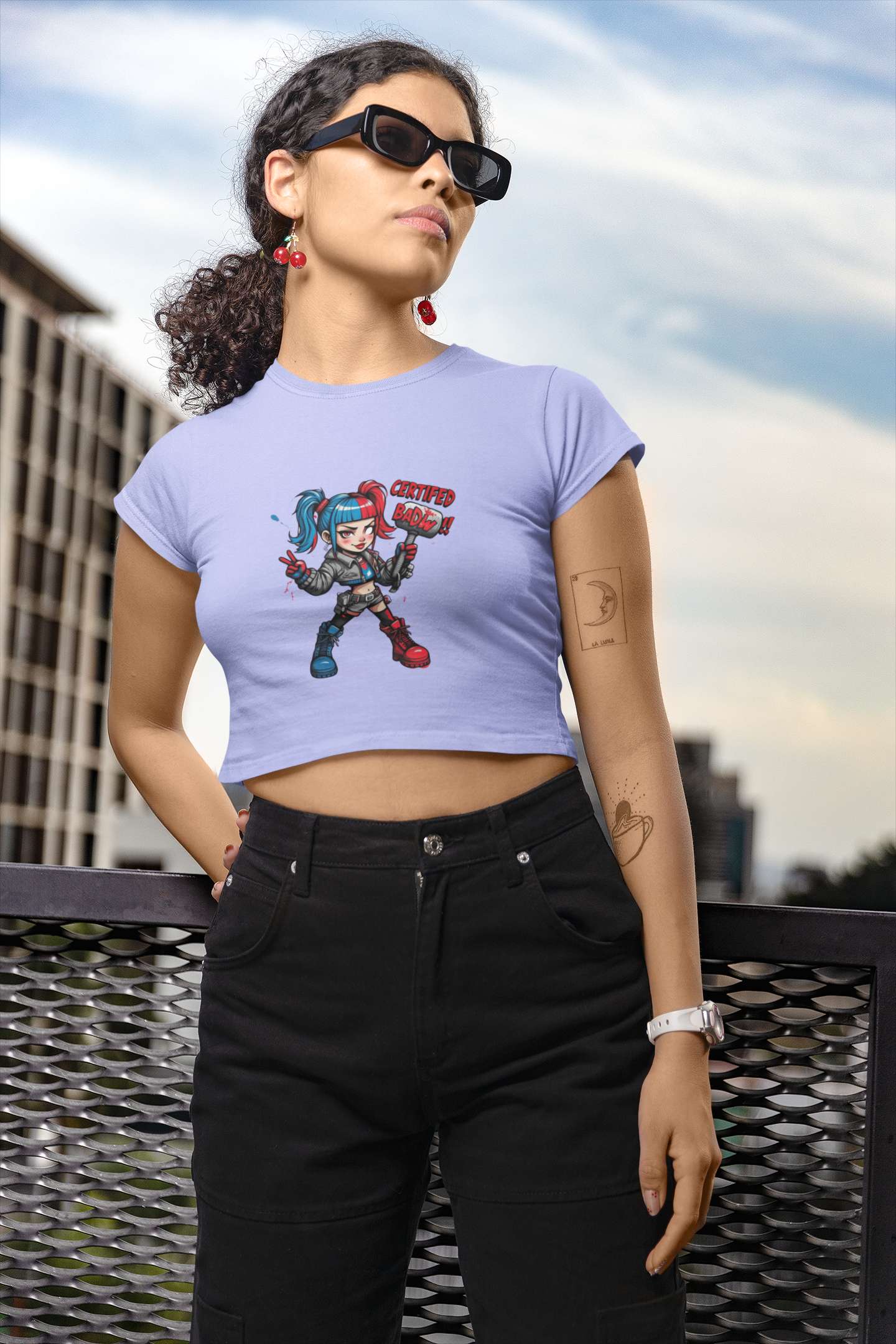 Crop Top with "Chibi Girl" Print