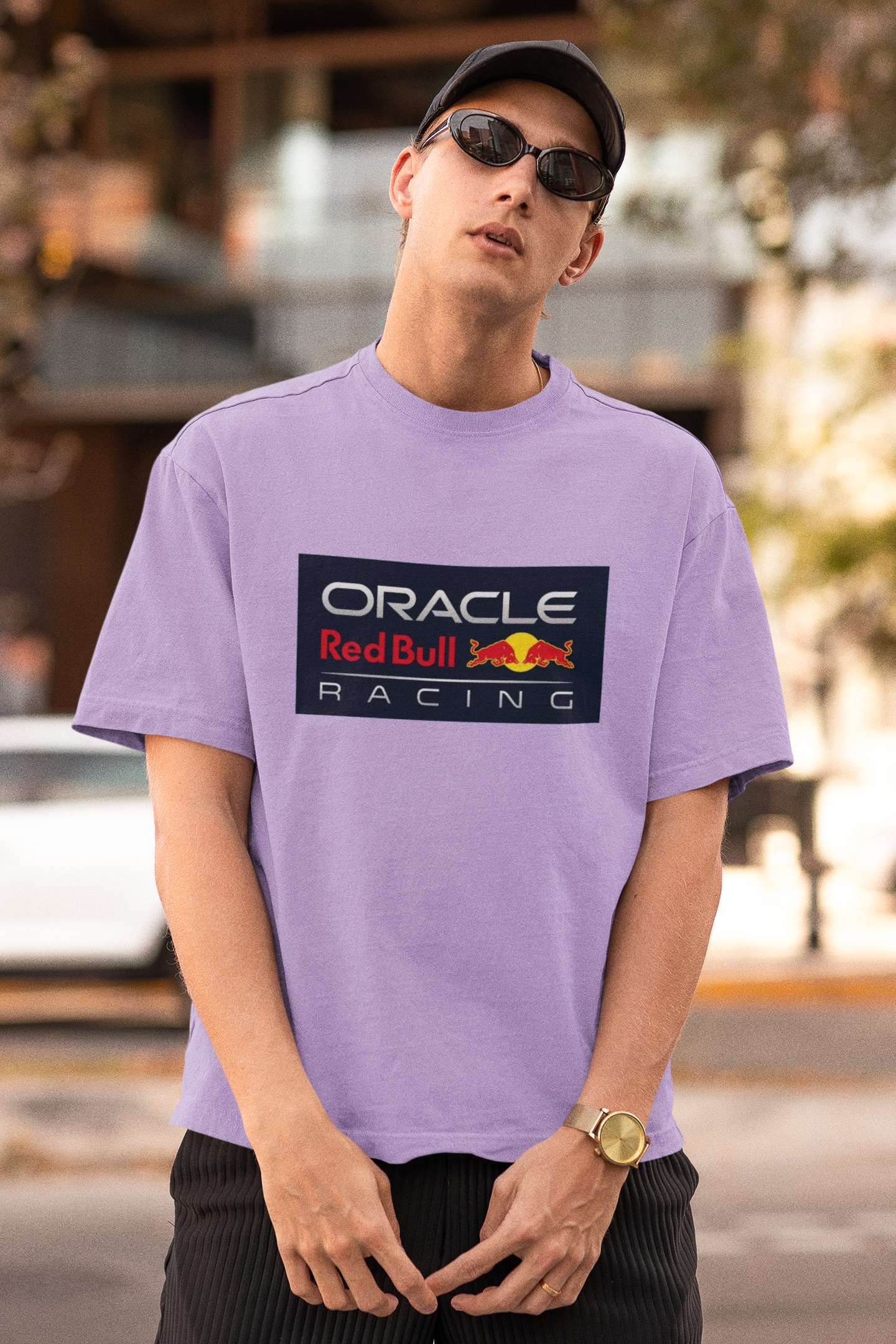 Unisex Relaxed Fit T-Shirt with "Oracle Red Bull Racing" Print