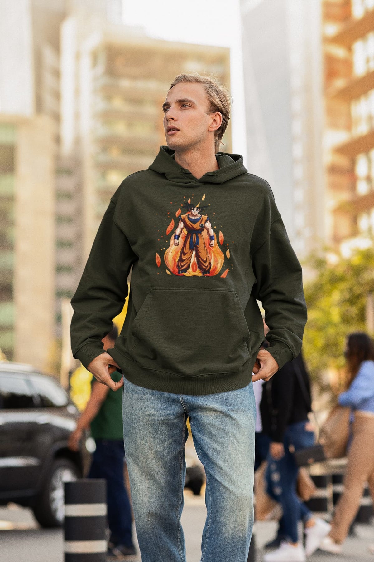 Regular fit Unisex hoodie with "Goku"  Print
