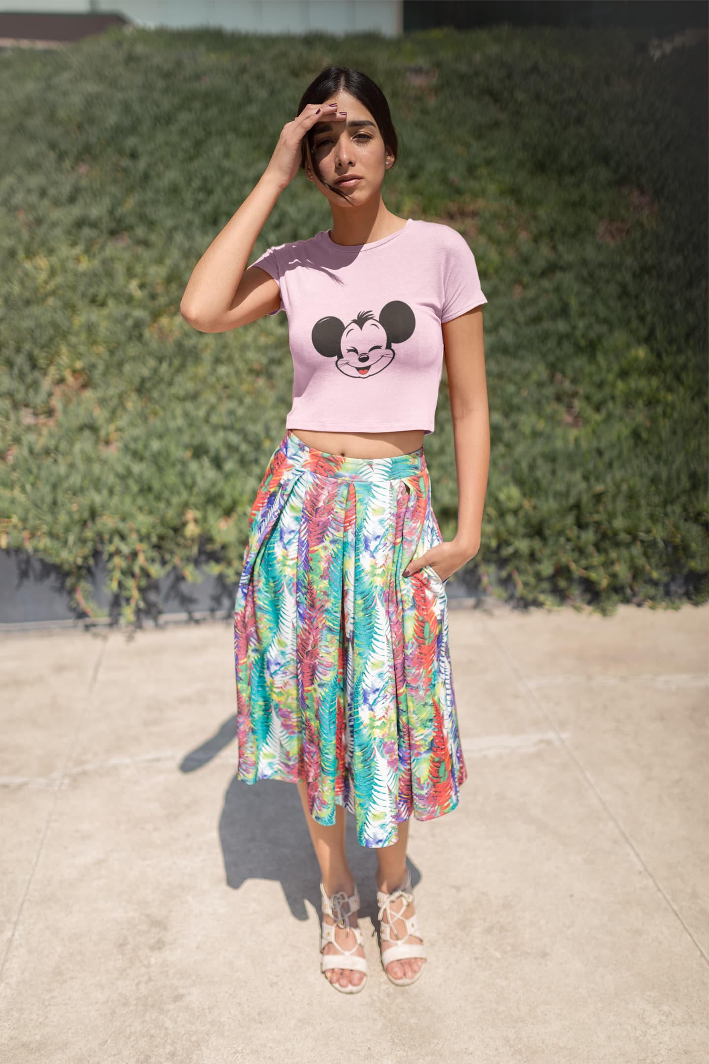 Crop Top with "Mickey_Mouse" Print