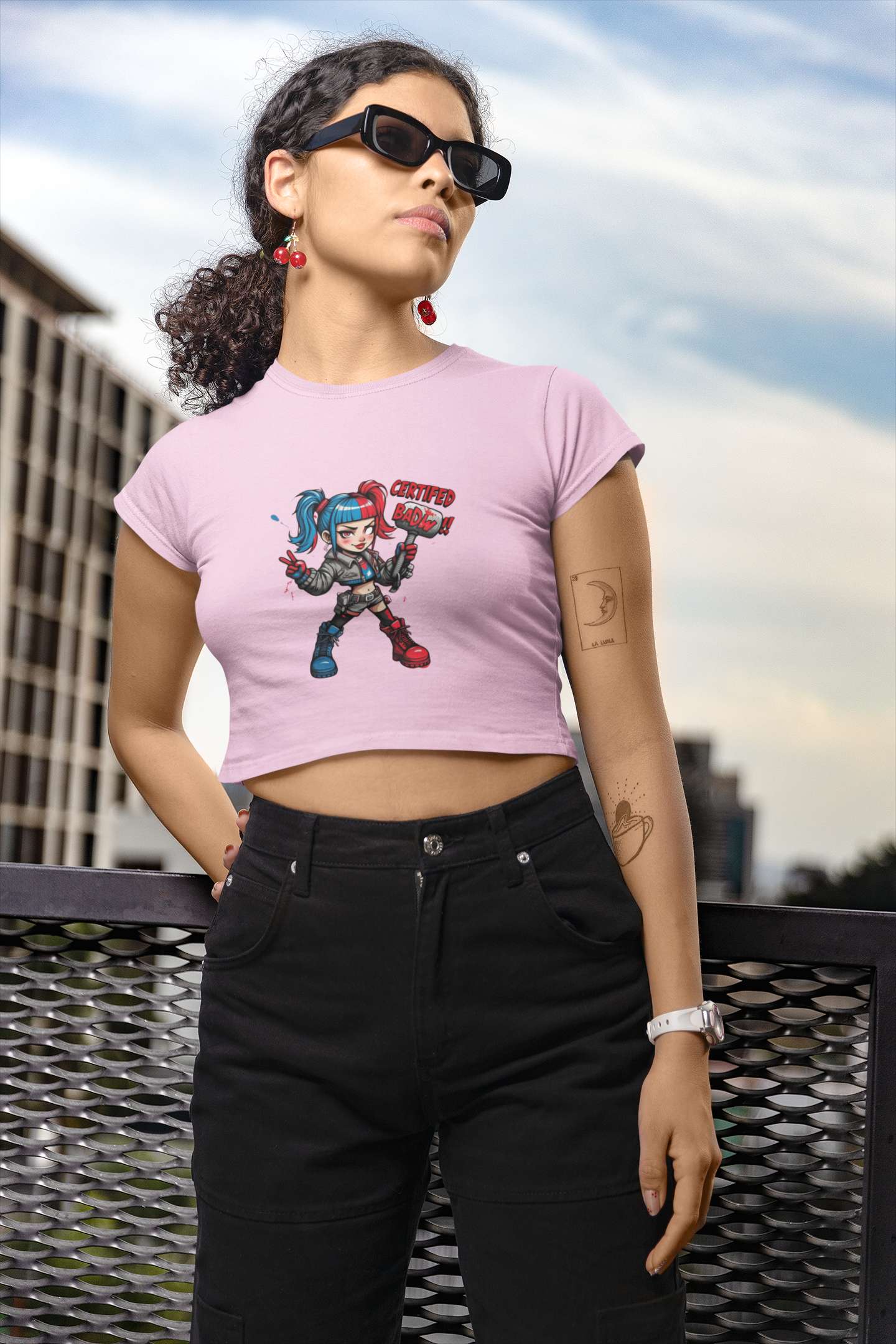 Crop Top with "Chibi Girl" Print