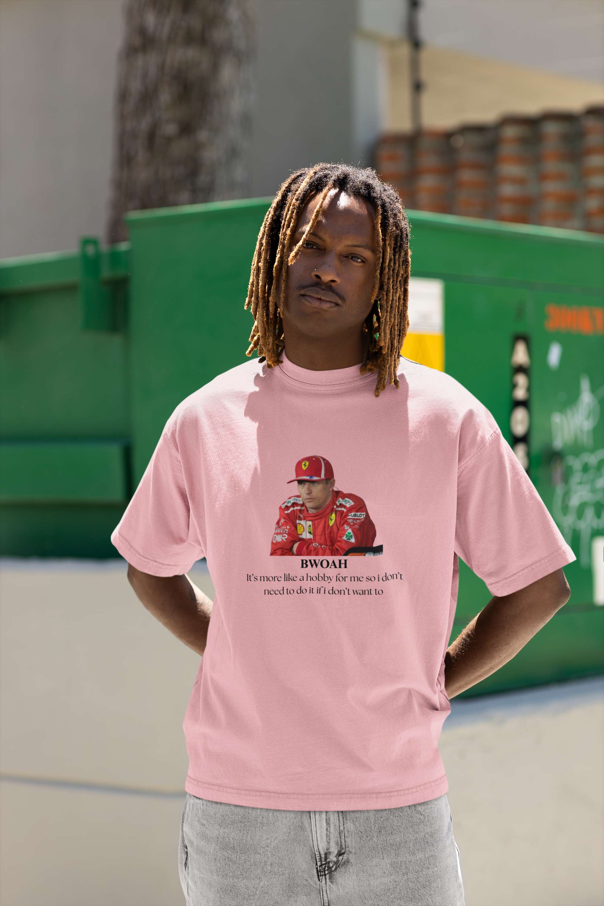 Unisex Relaxed Fit T-Shirt with "Ferrari × Bwoah Energy" Print