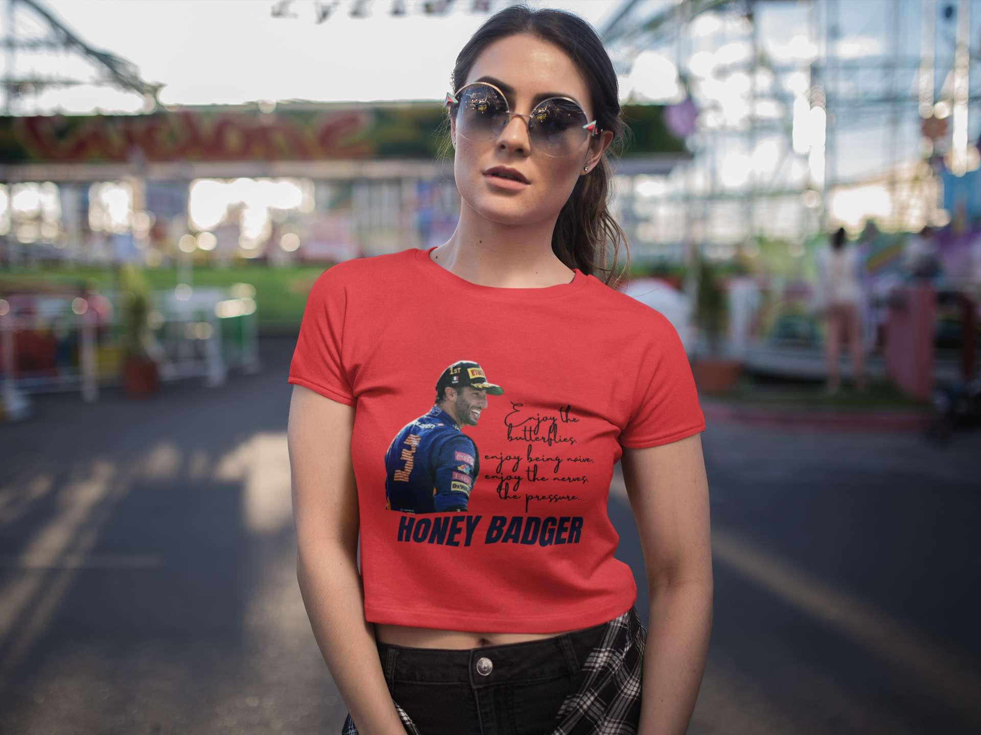 Crop Top with "Honey Badger" Print
