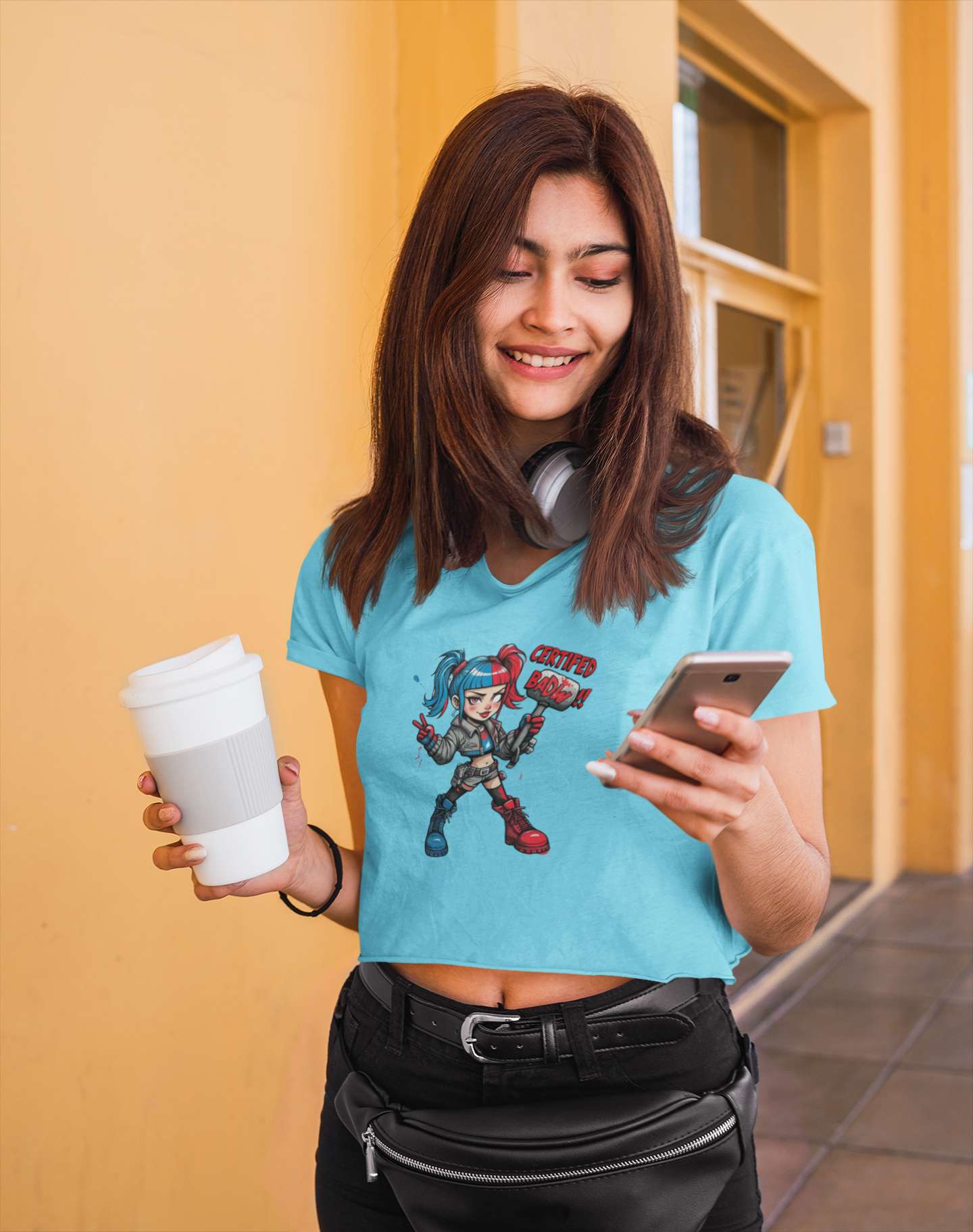 Crop Top with "Chibi Girl" Print