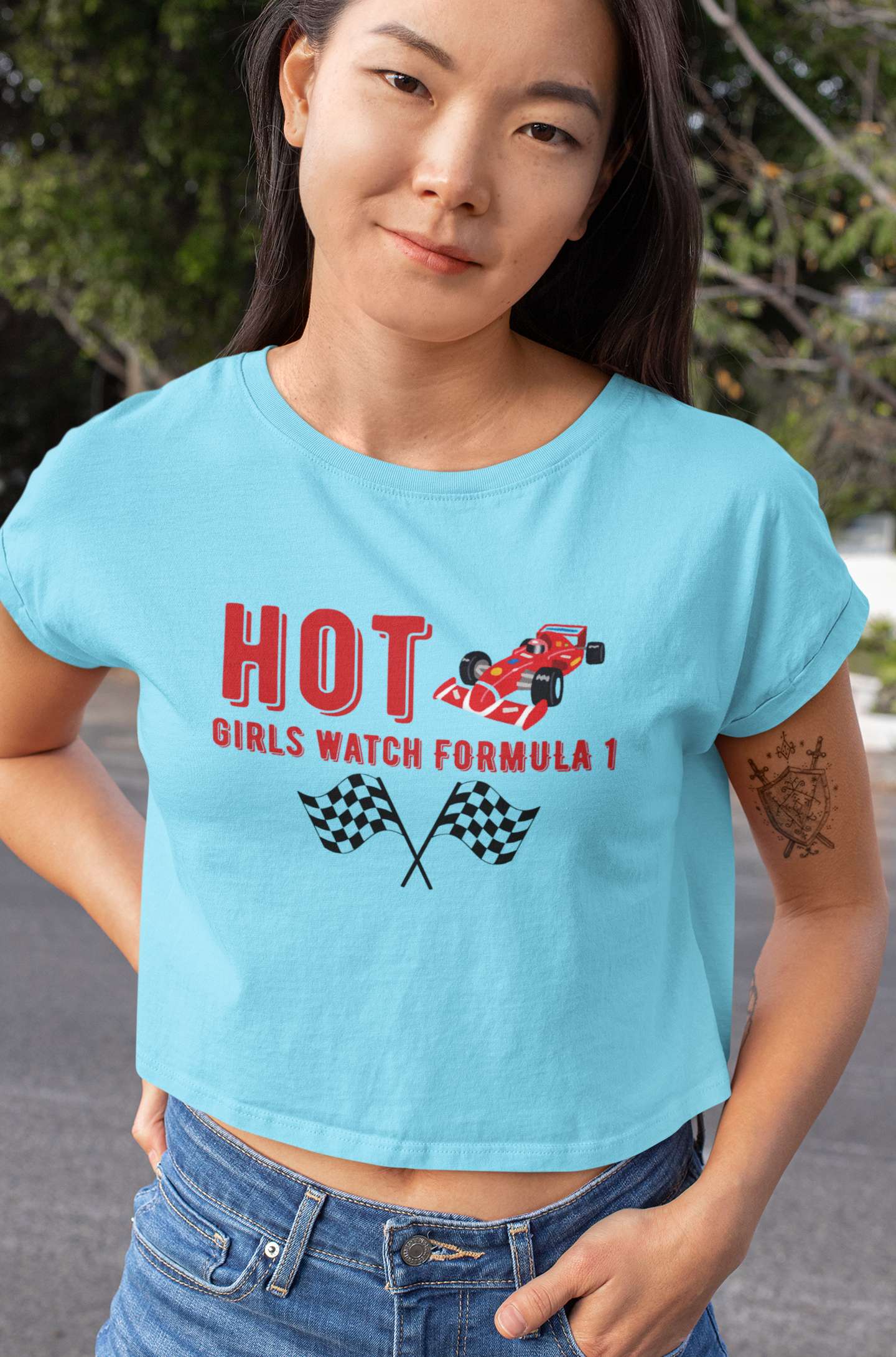 Crop Top with "Fast Cars, Fierce Girls" Print
