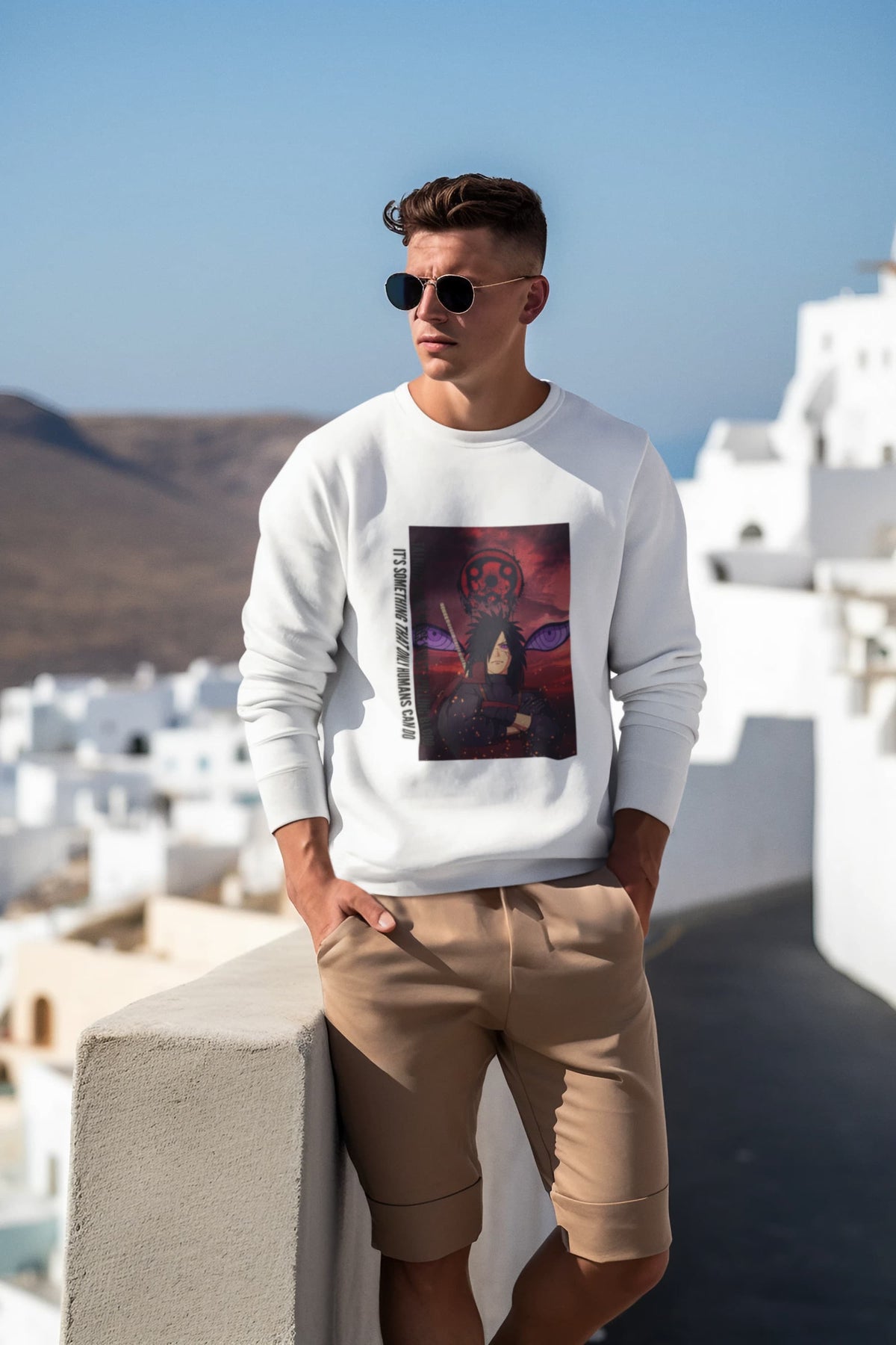 Regular Unisex Sweatshirt with "Madara Uchiha 2" Print