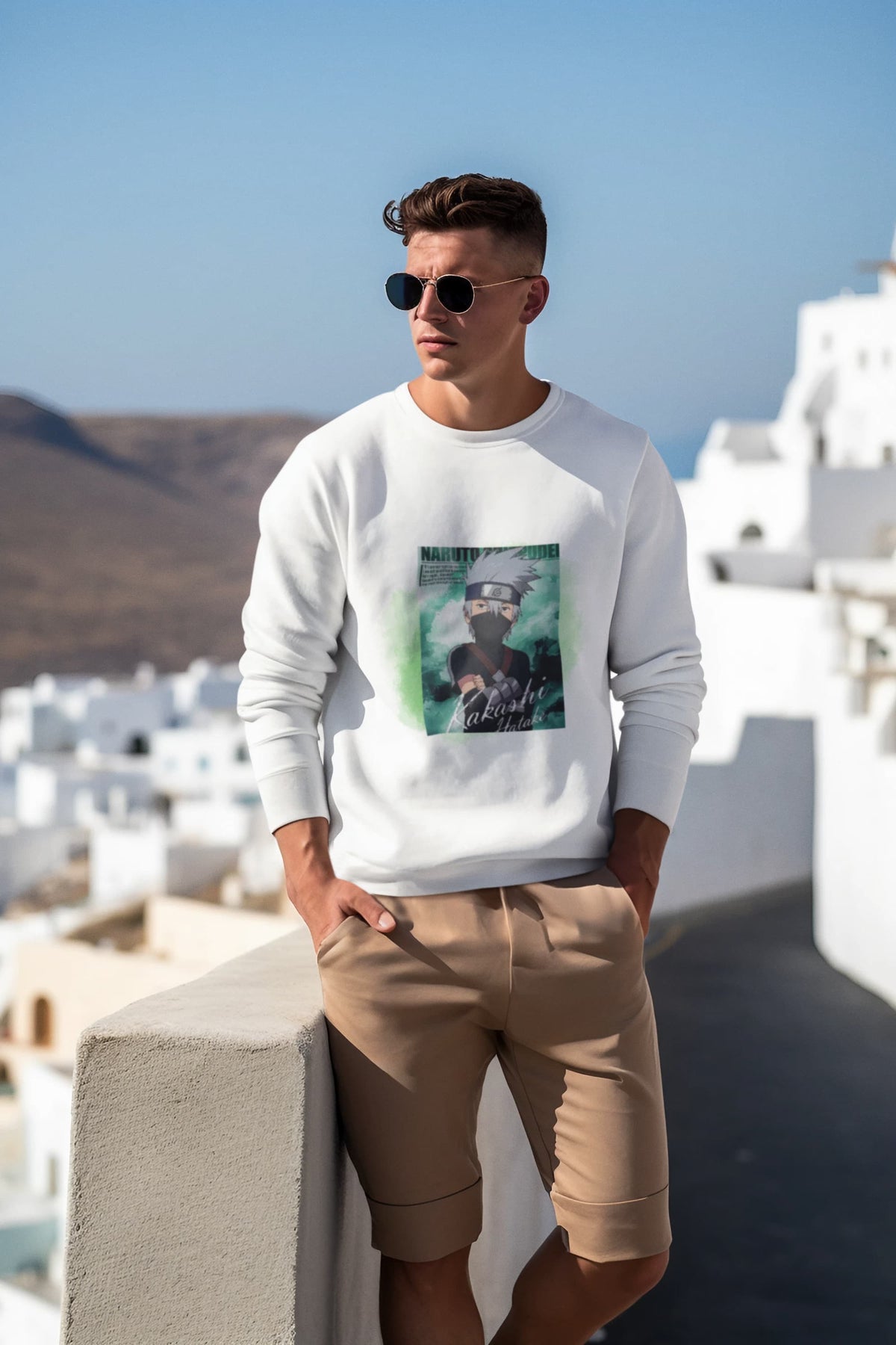 Regular Unisex Sweatshirt with "Kakashi Hatake" Print