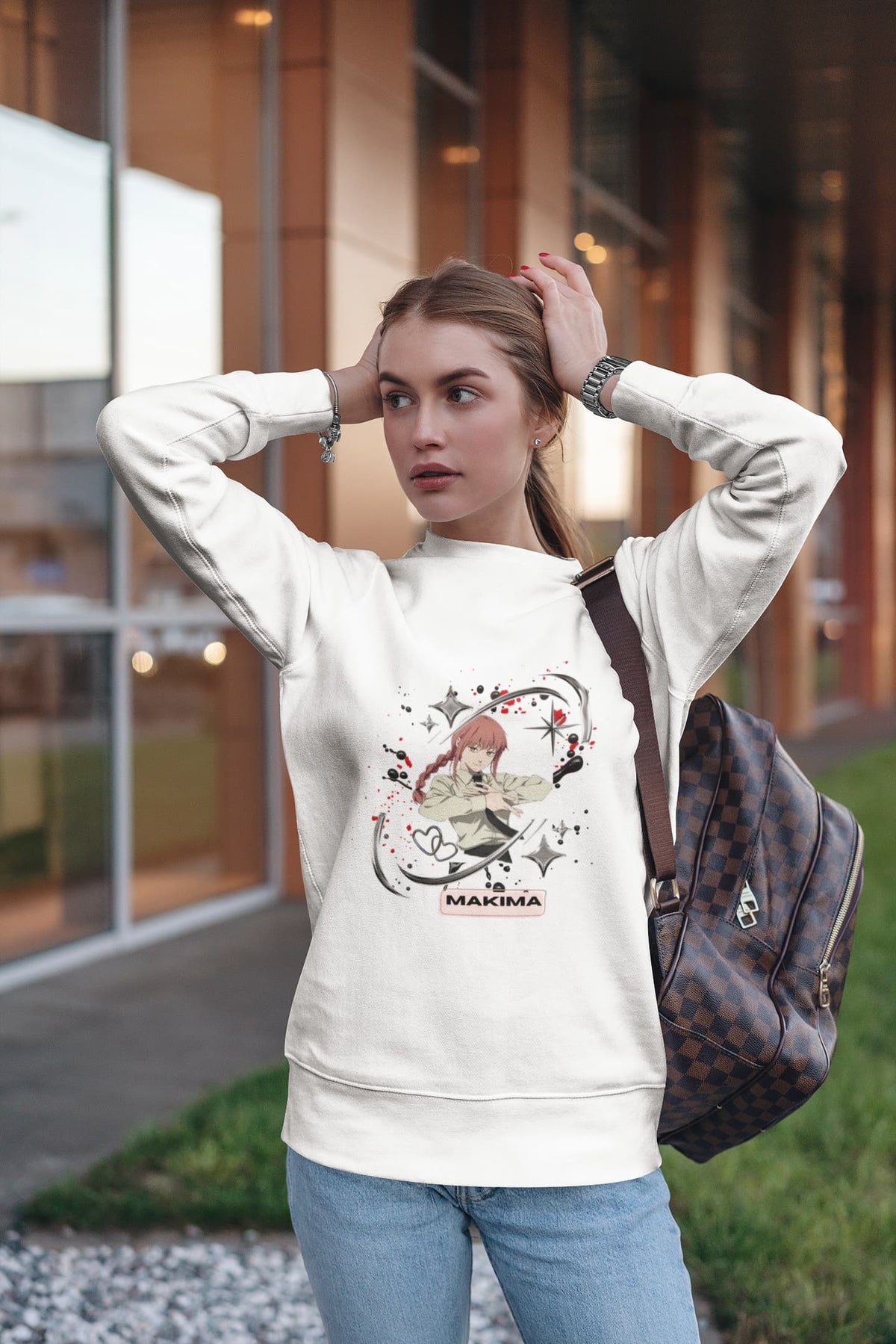 Unisex Sweatshirt with "Makima-Chainsaw Man" Print