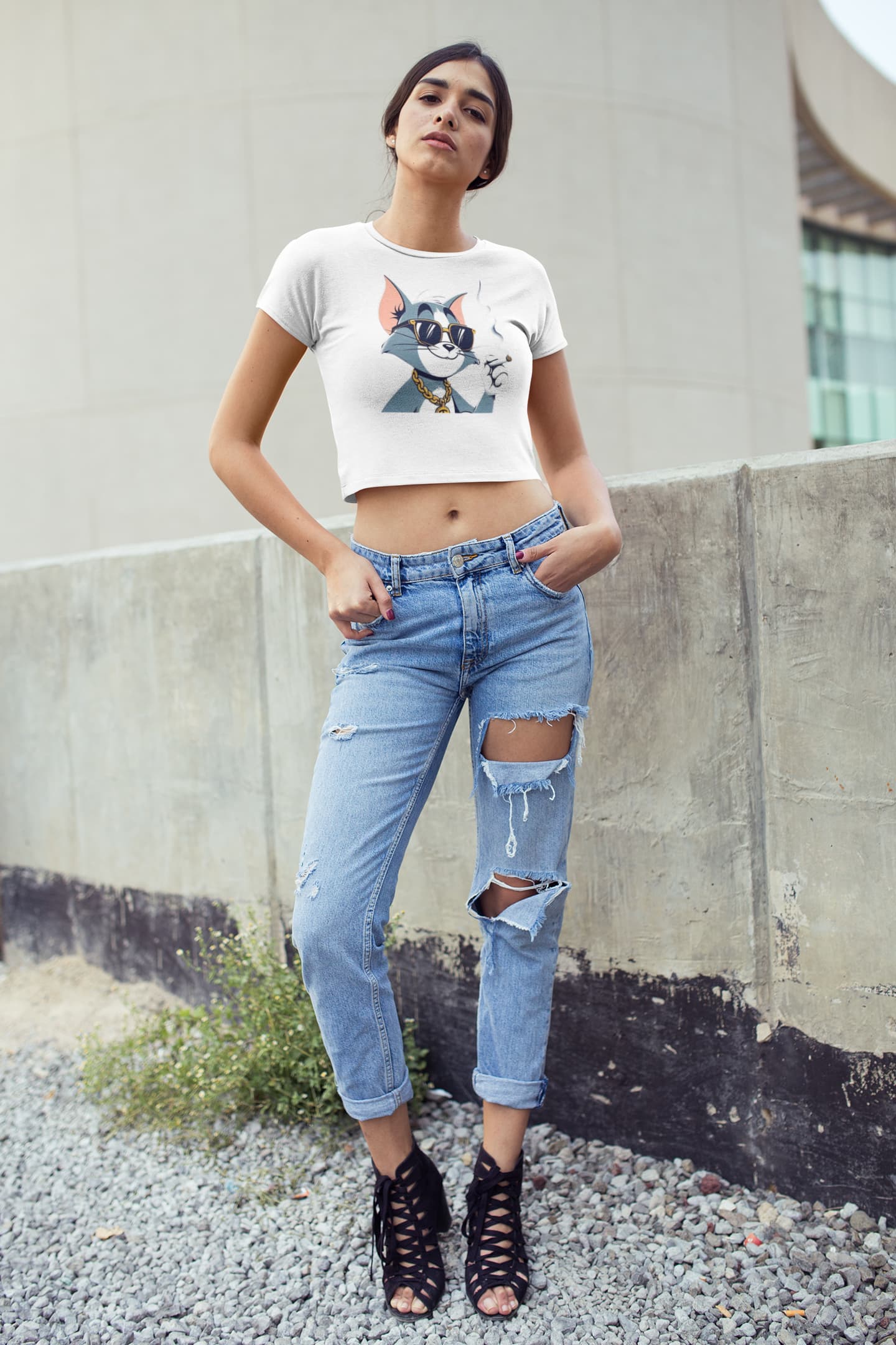 Crop Top with "Tom" Print