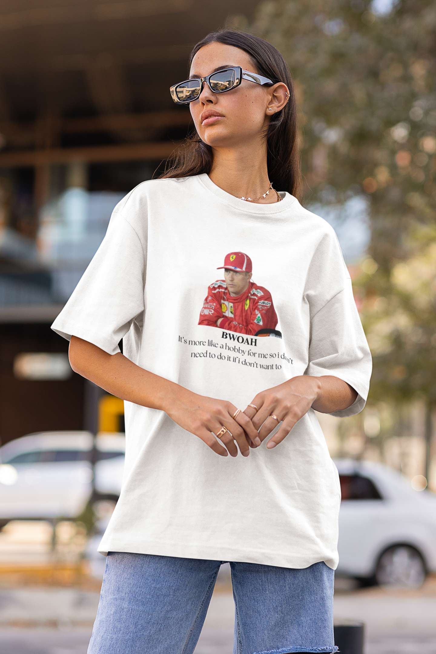 Unisex Relaxed Fit T-Shirt with "Ferrari × Bwoah Energy" Print